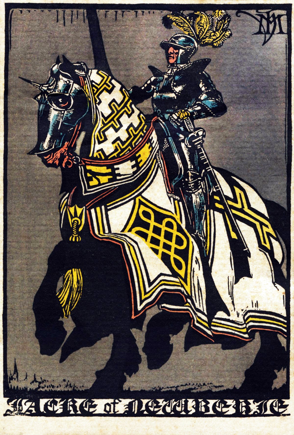 The Knight of Deathless Vale A Vintage Illustration of Chivalric Majesty, Rendered in Bold Gothic Brilliance RE674254