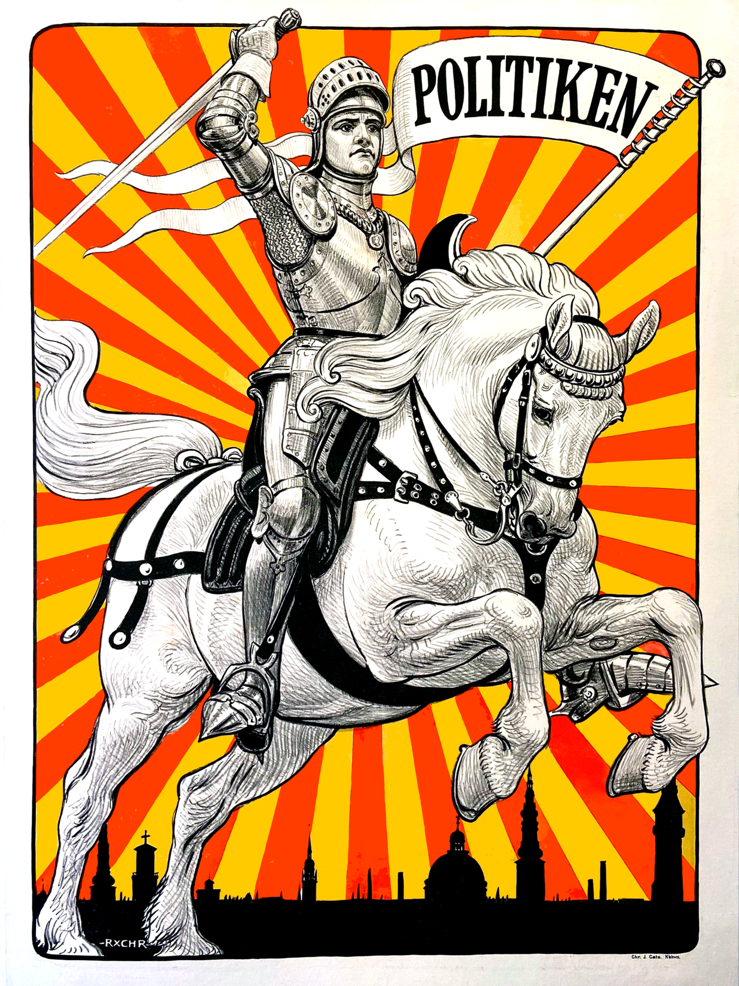 "Politiken Rides Forth!" A Vintage Poster Reproduction of Press & Purpose RE777774