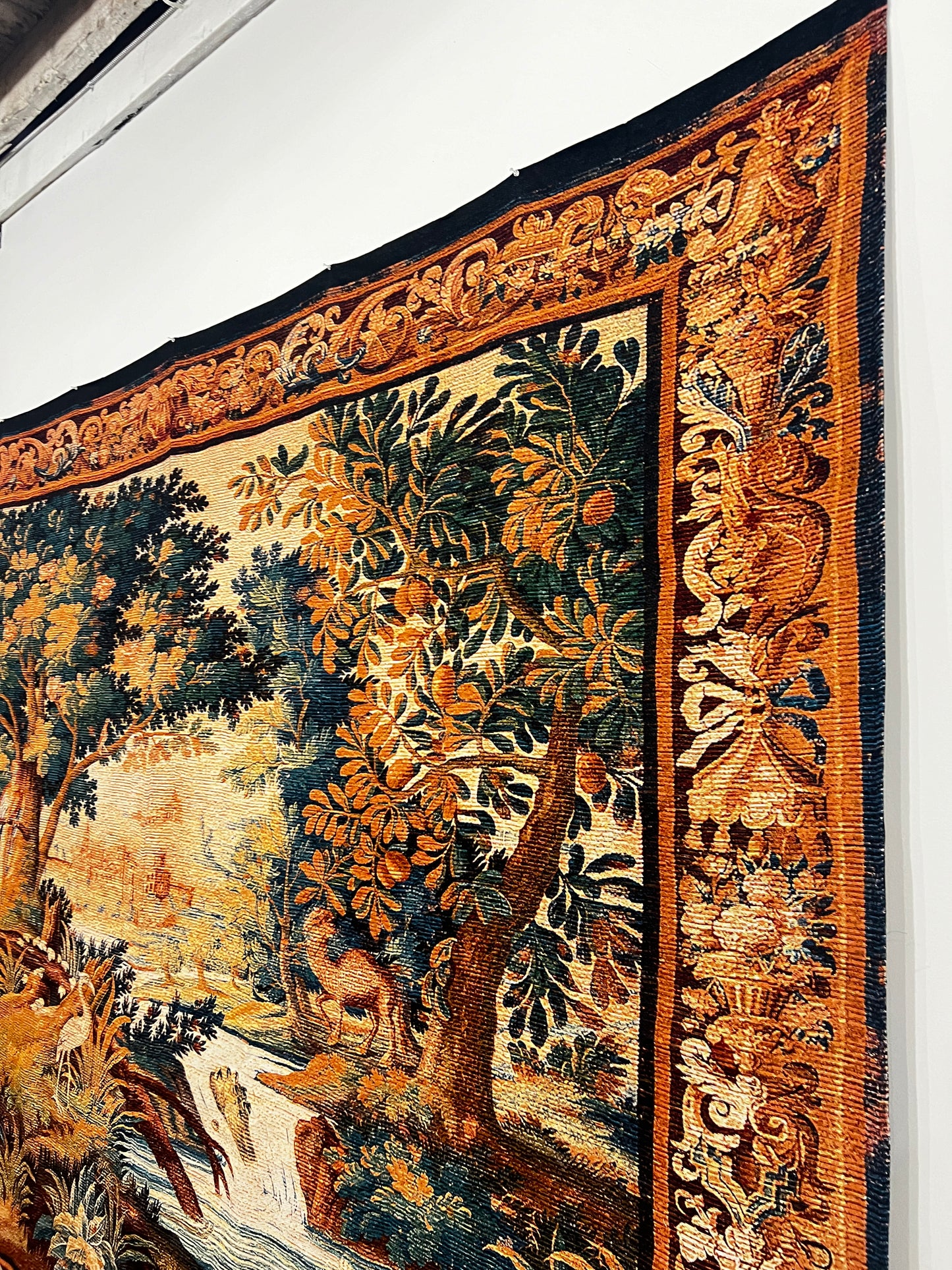 Exquisite French Verdure Tapestry Reproduction Elegant Woven Wall Art, Luxurious Green & Gold Fabric Print, for the Hipstoric Home RE260408