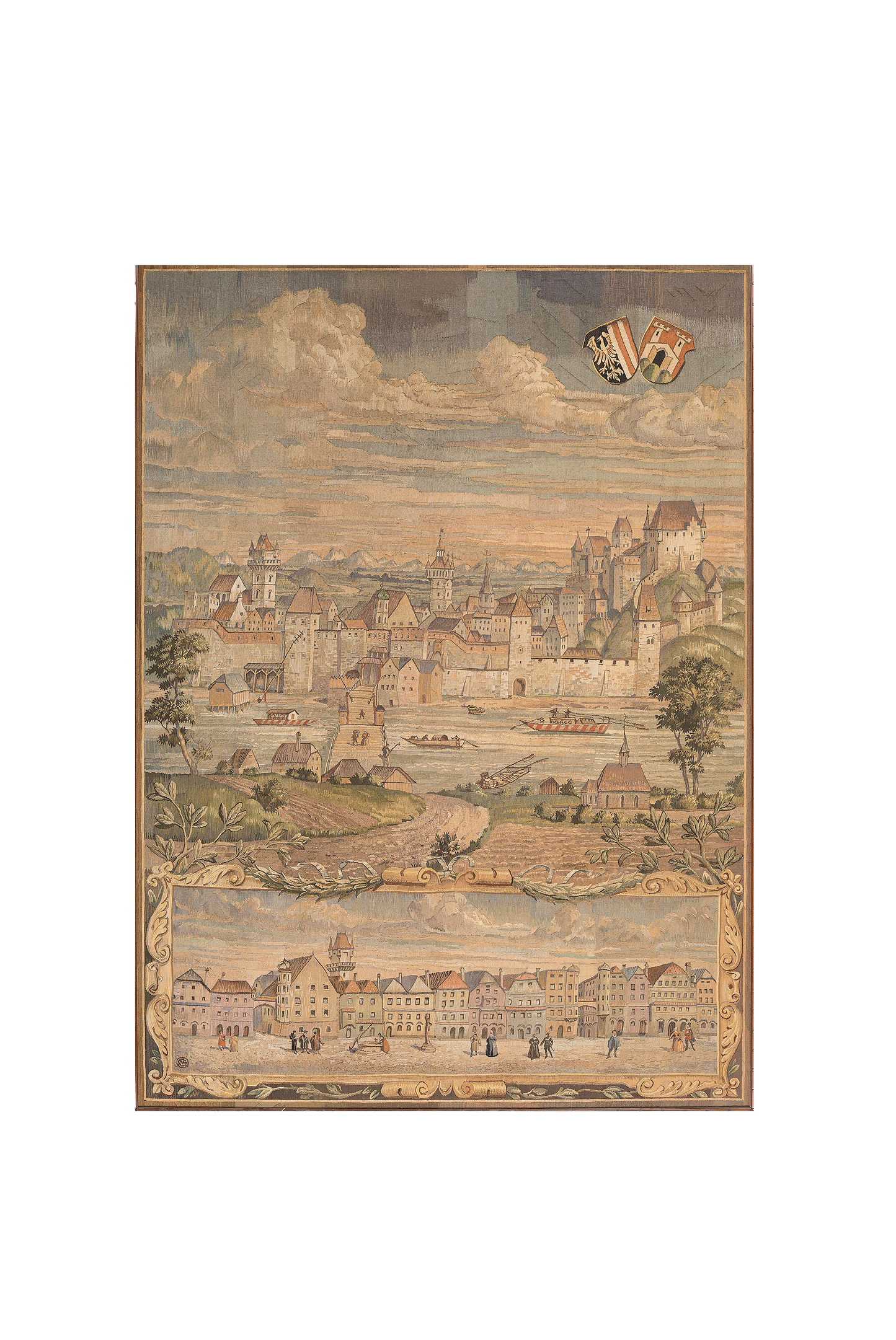 Exquisite Medieval European Cityscape Tapestry Reproduction: A Captivating Window into the Past RE038828