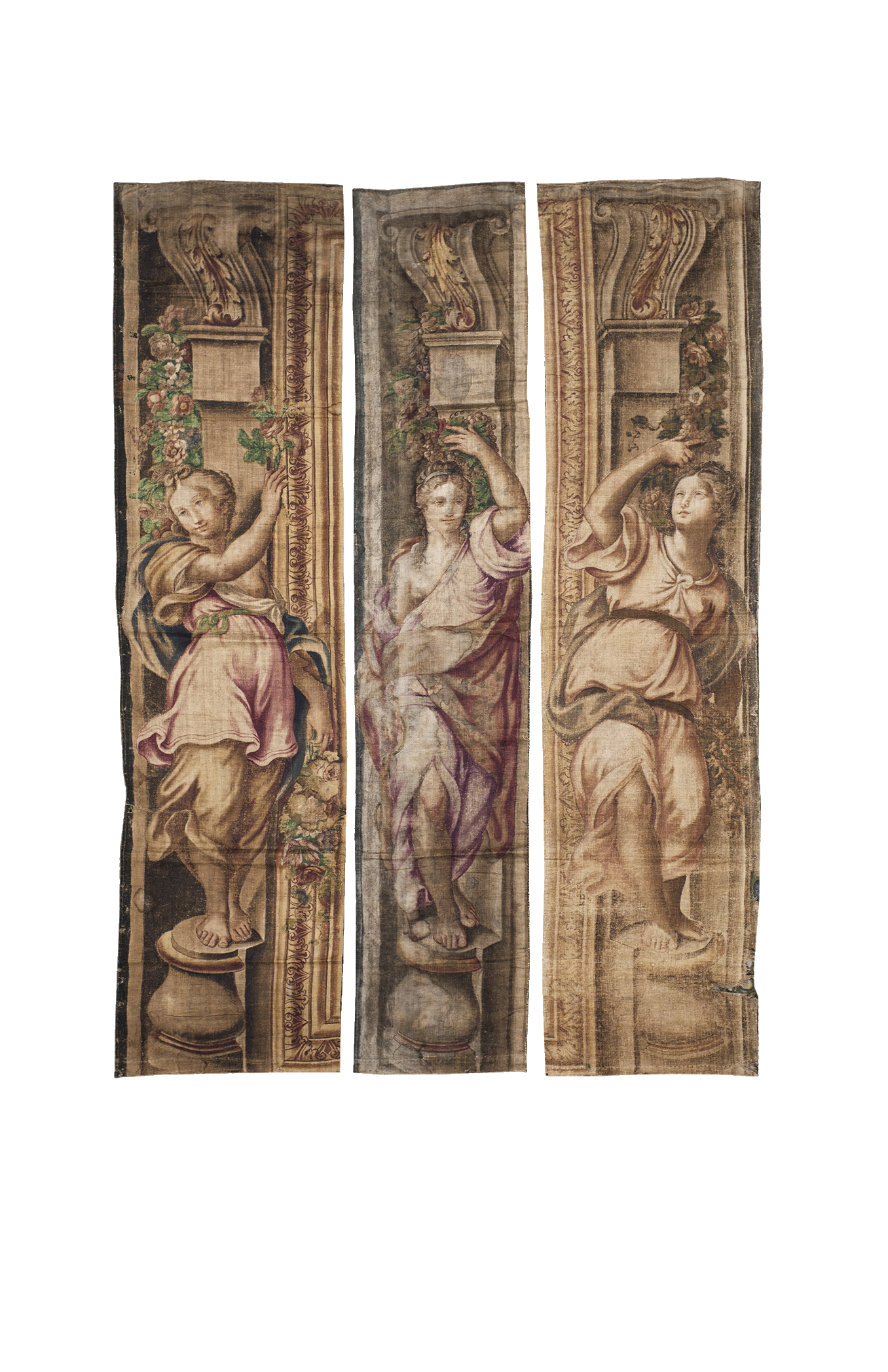 Allegorical Muse Elegance: Renaissance Tapestry Panels of Classical Grace RE596999