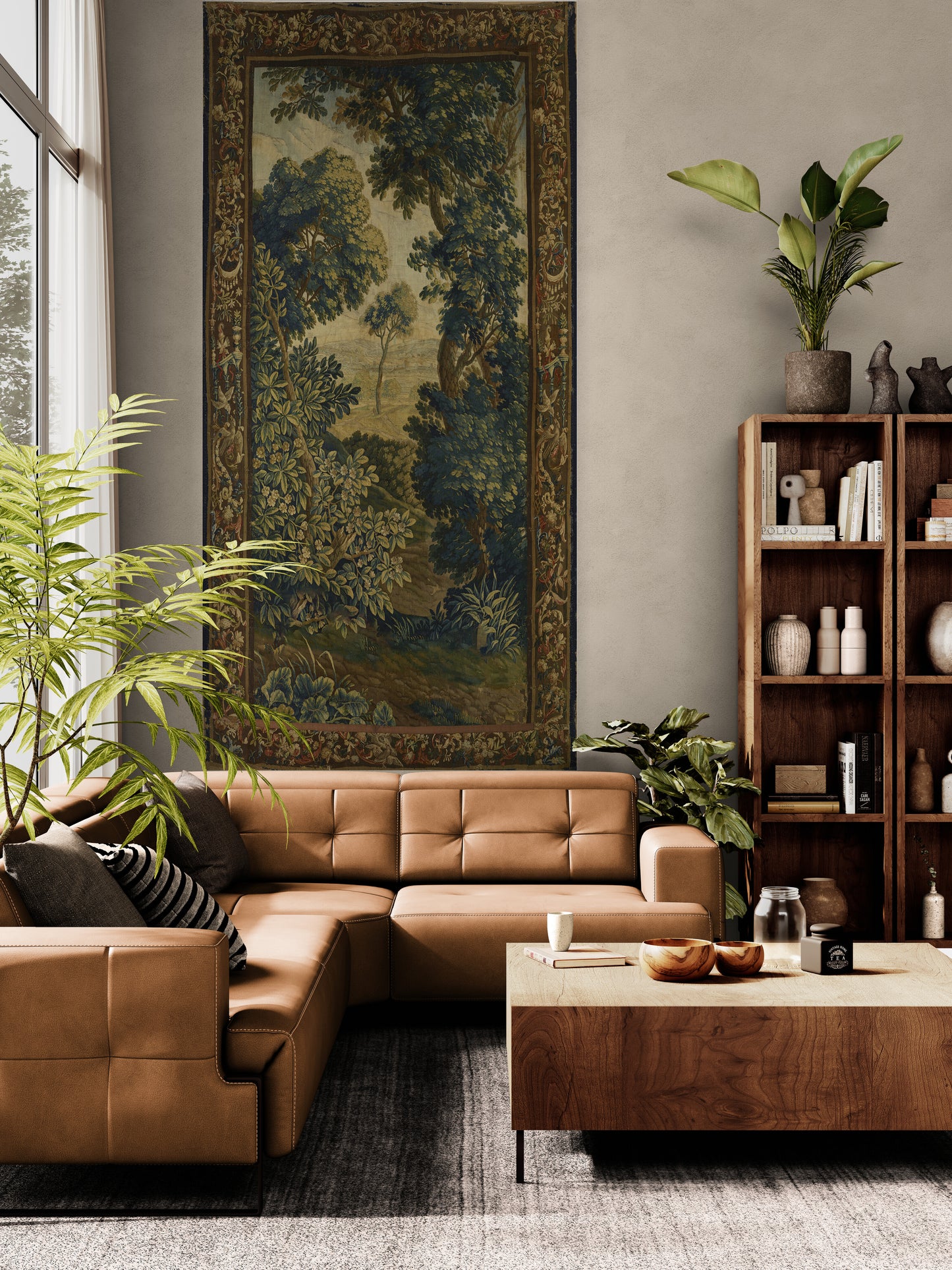 Transform Your Space with a Verdure Tapestry: A Timeless Flemish Masterpiece RE141461 The Dusky Greenwood Series