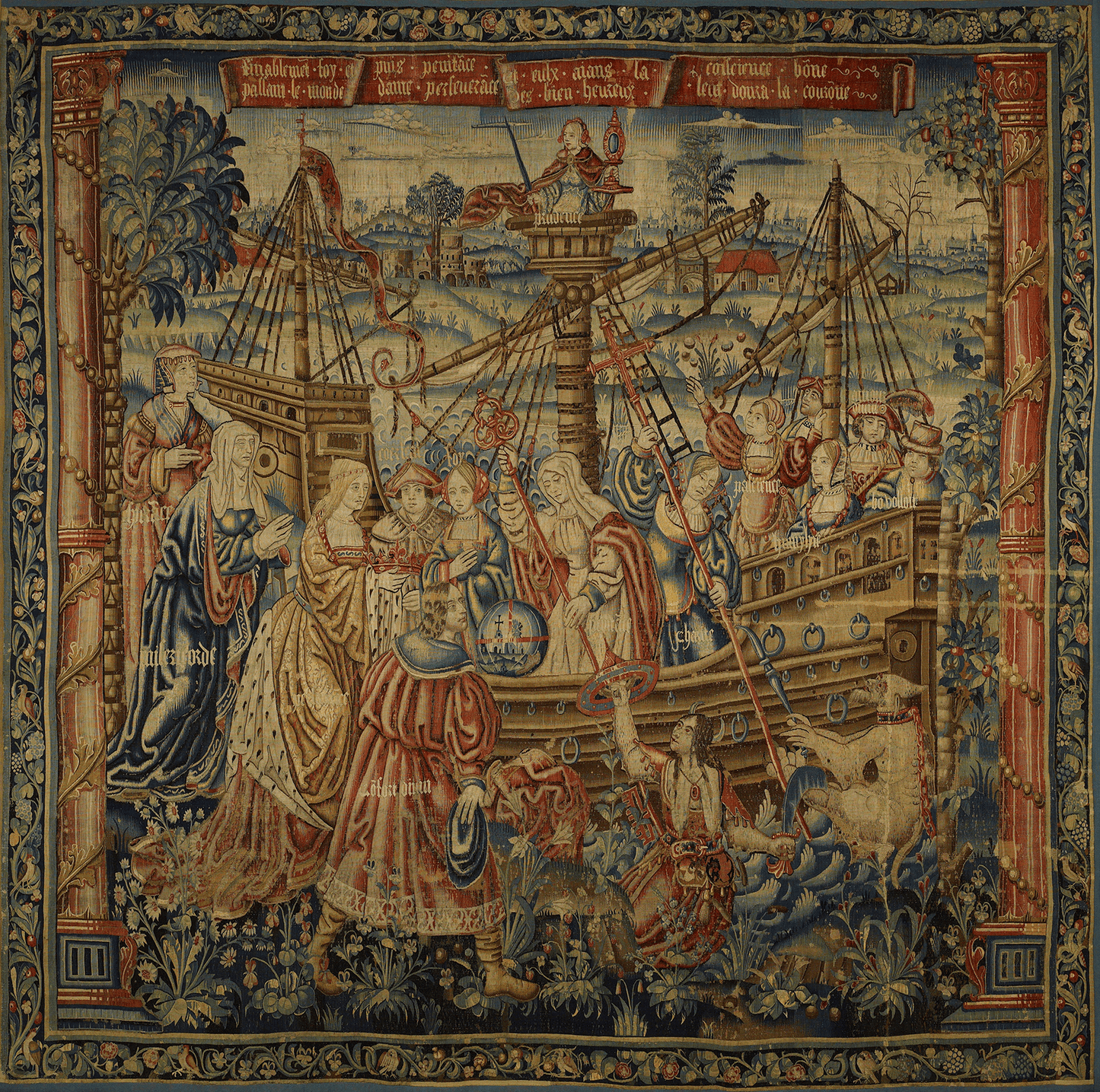 The Noble Armada: Voyage of Triumph Medieval Tapestry Wall Hanging | Nautical Renaissance Reproduction | Grand 16th-Century Decor Masterpiece | Premium Flemish Weave RE467697