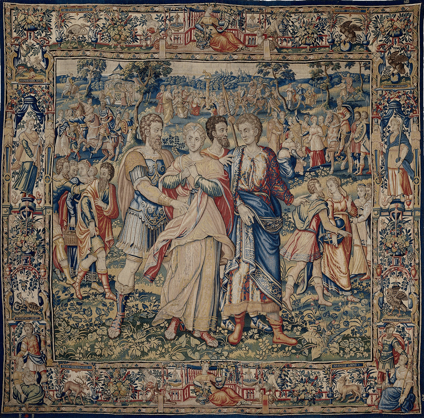 Grand Noble Celebration Tapestry: A Majestic Scene of Medieval Romance, Nobility, and Festivity RE657822