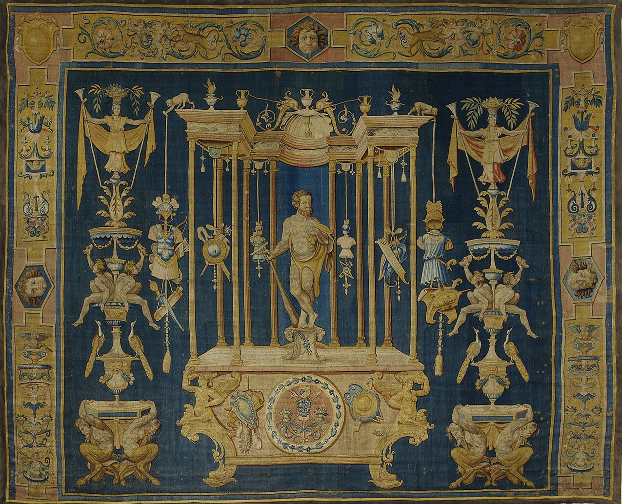 Renaissance Heroic Triumph Tapestry: A Celebration of Classical Strength and Mythological Grandeur RE889098
