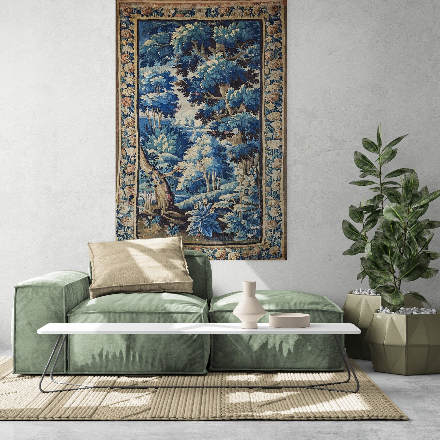 Beautiful Ultra Authentic Signature Impressive Verdure Tapestry Reproduction RE622305