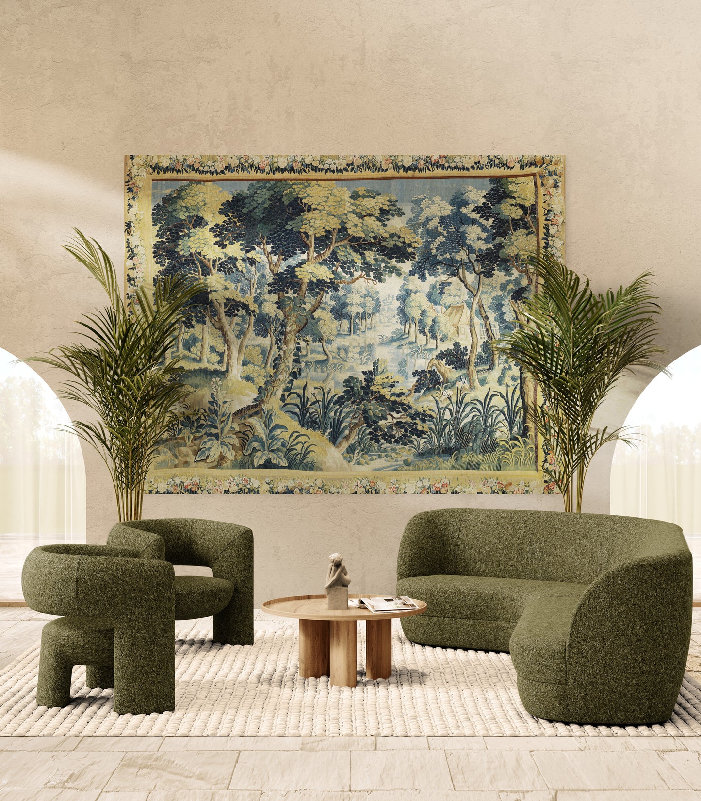 Superb 17th Century French Verdure Extraordinary Woven Tapestry and Textured Fabric Print Option RE117847