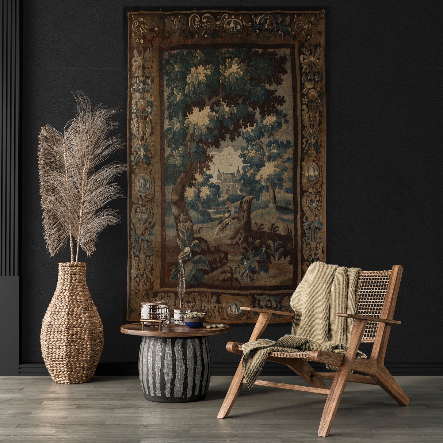 Gorgeous Vertical French Verdure Tapestry Spot On Reproduction RE606509