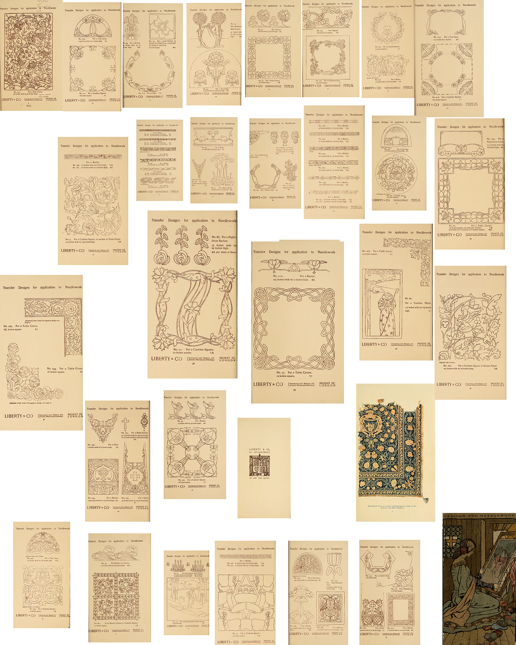 Collection of vintage-style illustrations on a beige background