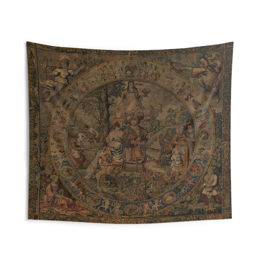 Renaissance ‘Spring’ Tapestry Reproduction – Flora, Zodiac, and Bucolic Sublimated Elegance RE460988FP