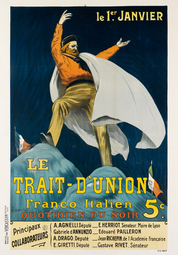French Italian Unity The Franco-Italian Bond: Le Trait-d’Union Poster – A Triumph of Unity ...