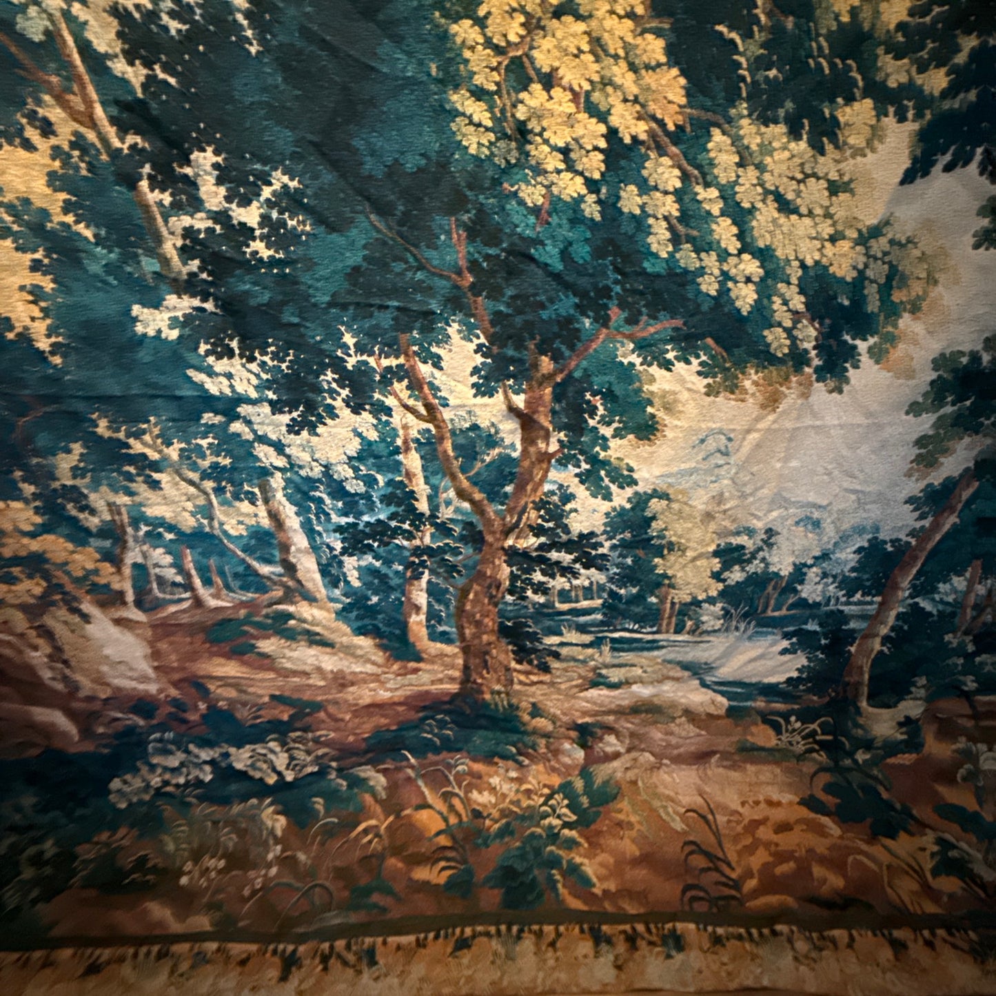 French Verdure Tapestry: A Serene Woodland Scene from the 17th Century RE021366