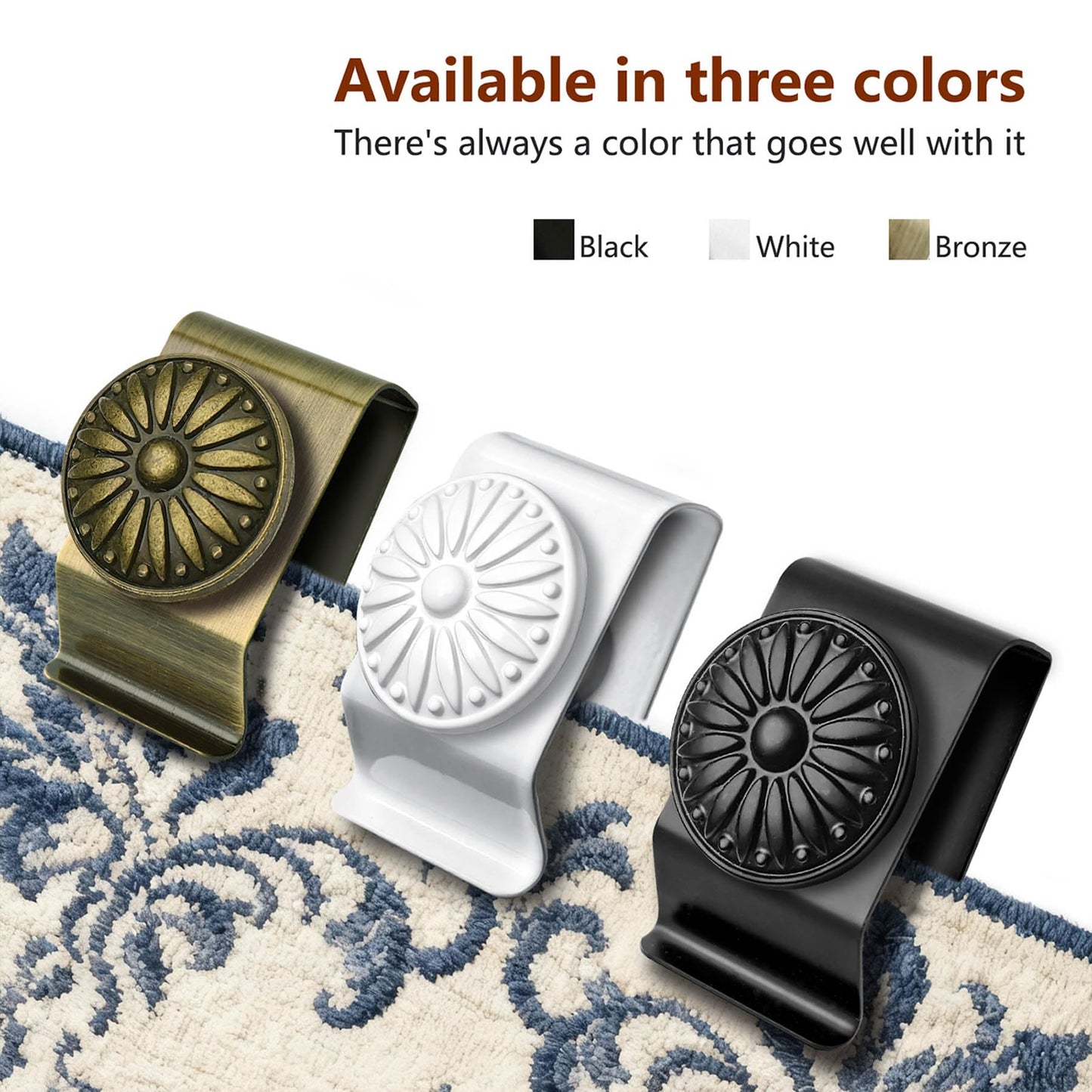 Tapestry Wall Hanging Clamps 4PCS 1.2x2.0 Textile Art Decoration Hangers Metal Clips for Hanging Rugs Carpet Display (Antique)