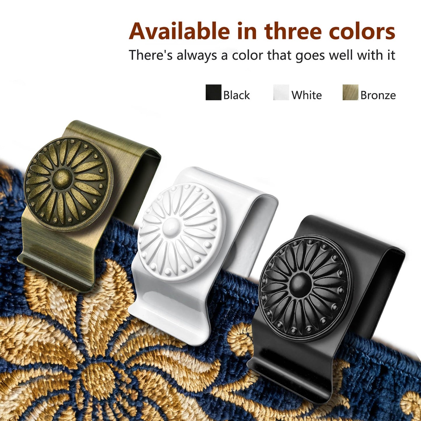 Tapestry Wall Hanging Clamps 4PCS 1.2x2.0 Textile Art Decoration Hangers Metal Clips for Hanging Rugs Carpet Display (Antique)