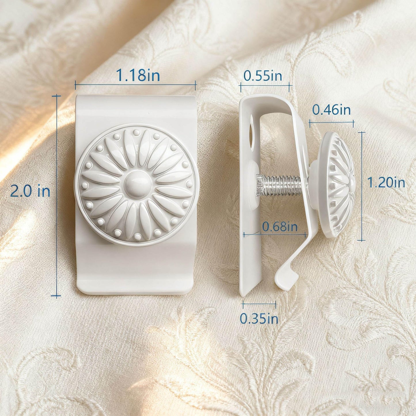 Tapestry Wall Hanging Clamps 4PCS 1.2x2.0 Textile Art Decoration Hangers Metal Clips for Hanging Rugs Carpet Display (Antique)