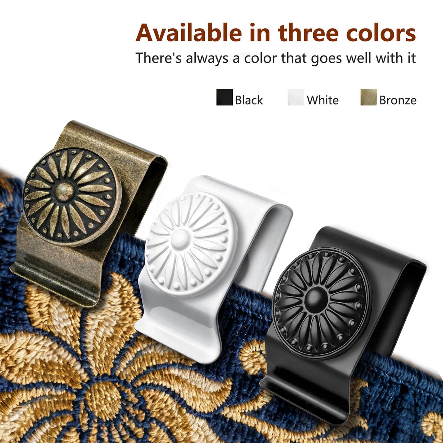Tapestry Wall Hanging Clamps 4PCS 1.2x2.0 Textile Art Decoration Hangers Metal Clips for Hanging Rugs Carpet Display (Antique)