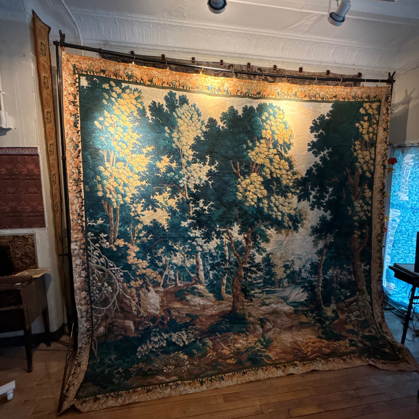 French Verdure Tapestry: A Serene Woodland Scene from the 17th Century RE021366