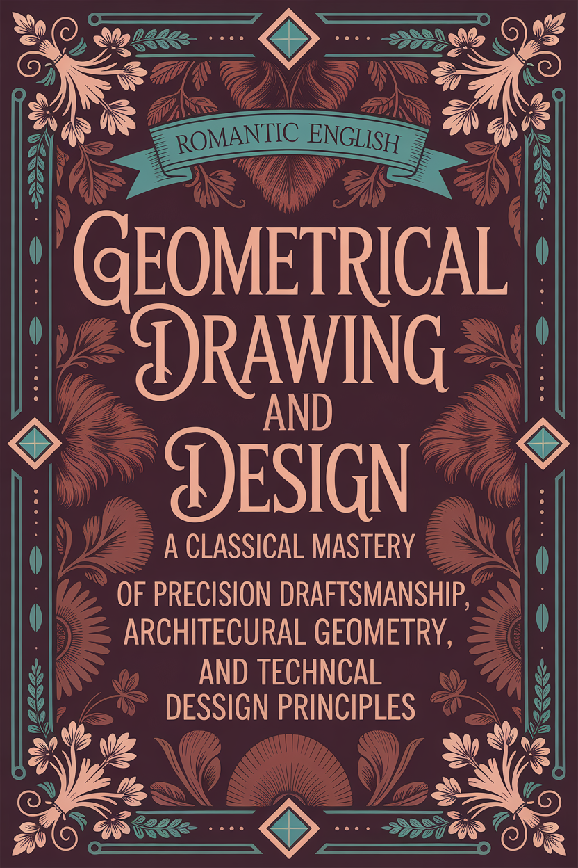 Book cover of 'Geometrical Drawing and Design' with decorative text and floral elements.