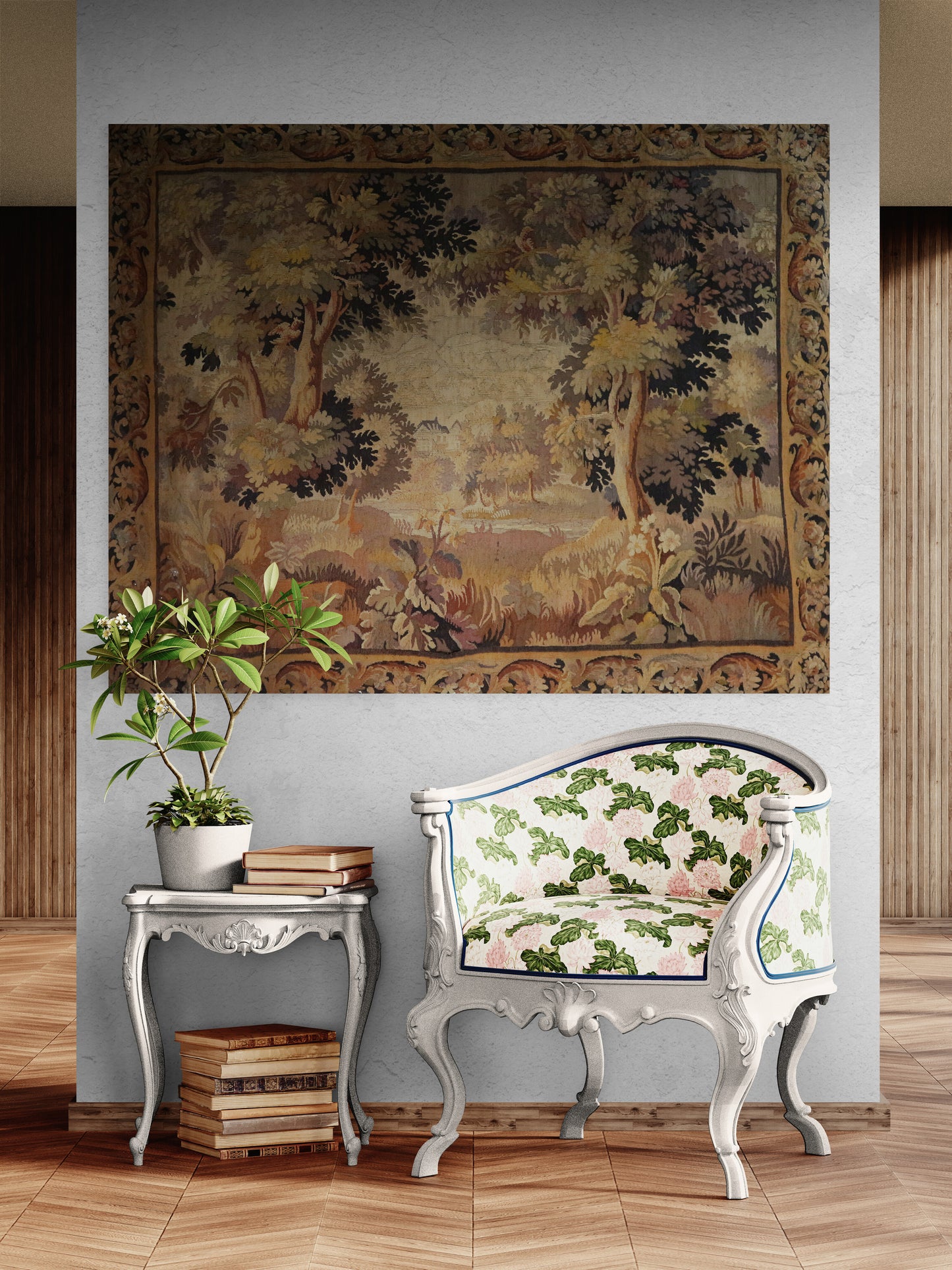 The Woodland Retreat: A 17th Century Flemish Tapestry of Pastoral Tranquility RE966616
