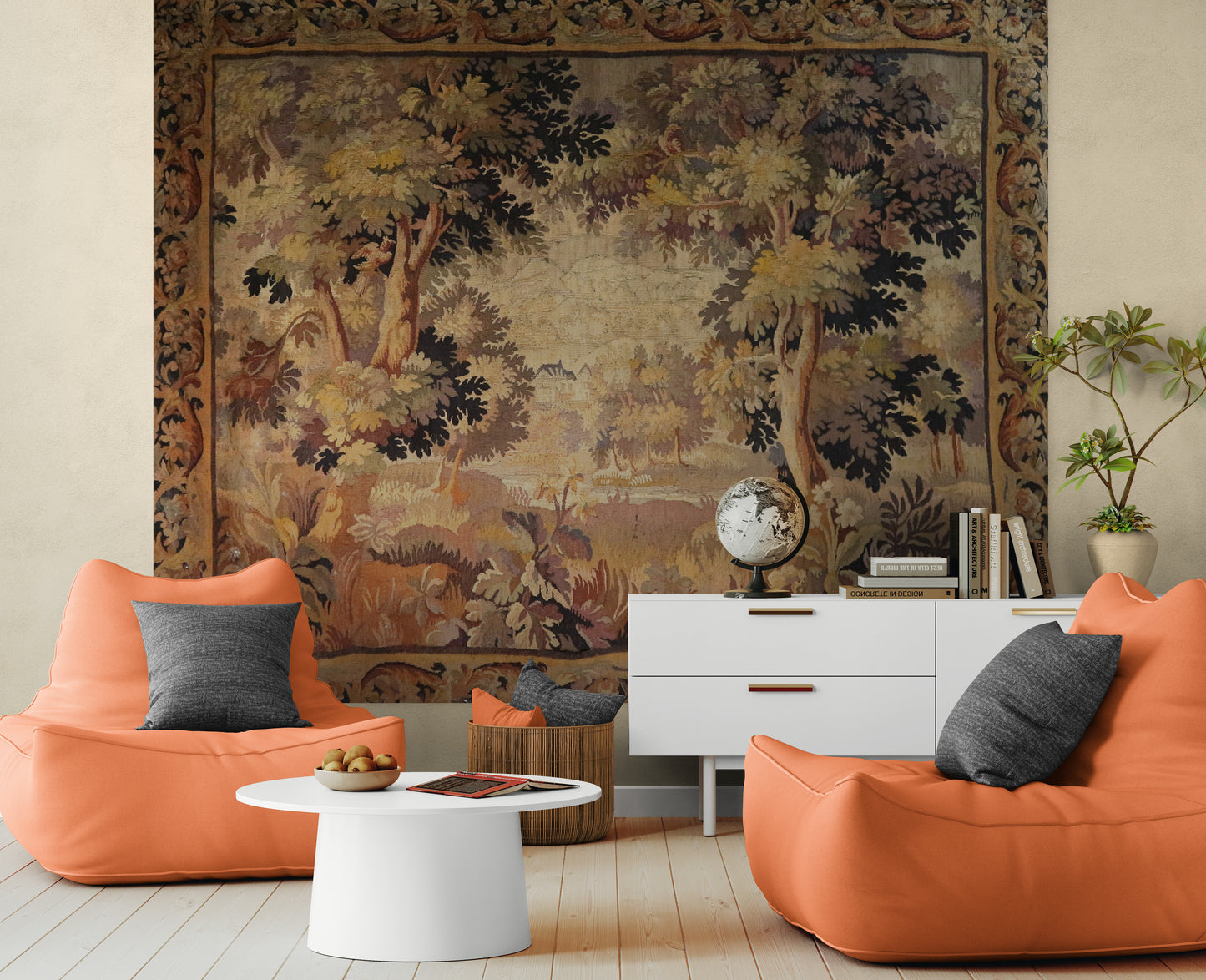 The Woodland Retreat: A 17th Century Flemish Tapestry of Pastoral Tranquility RE966616