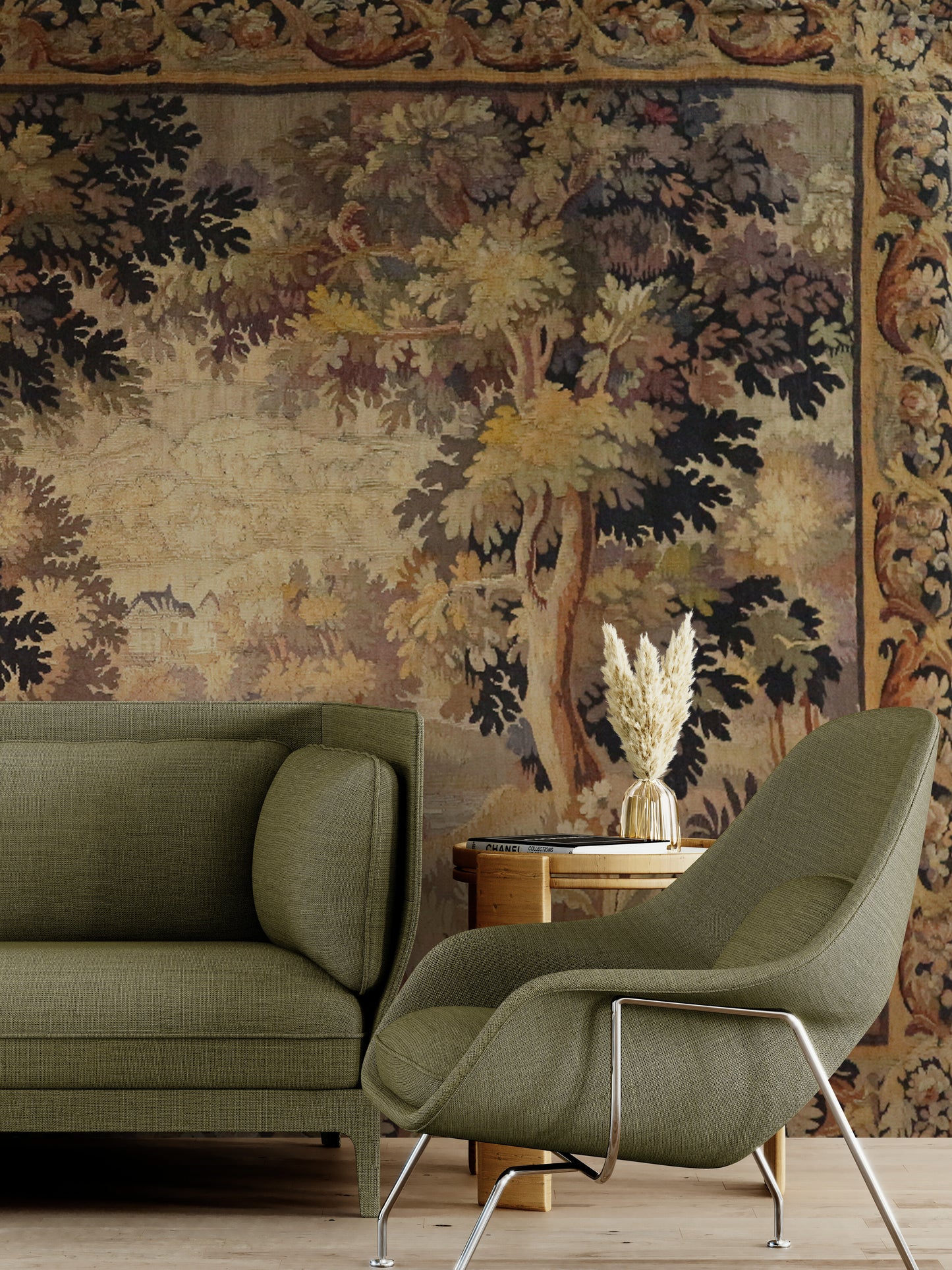 The Woodland Retreat: A 17th Century Flemish Tapestry of Pastoral Tranquility RE966616