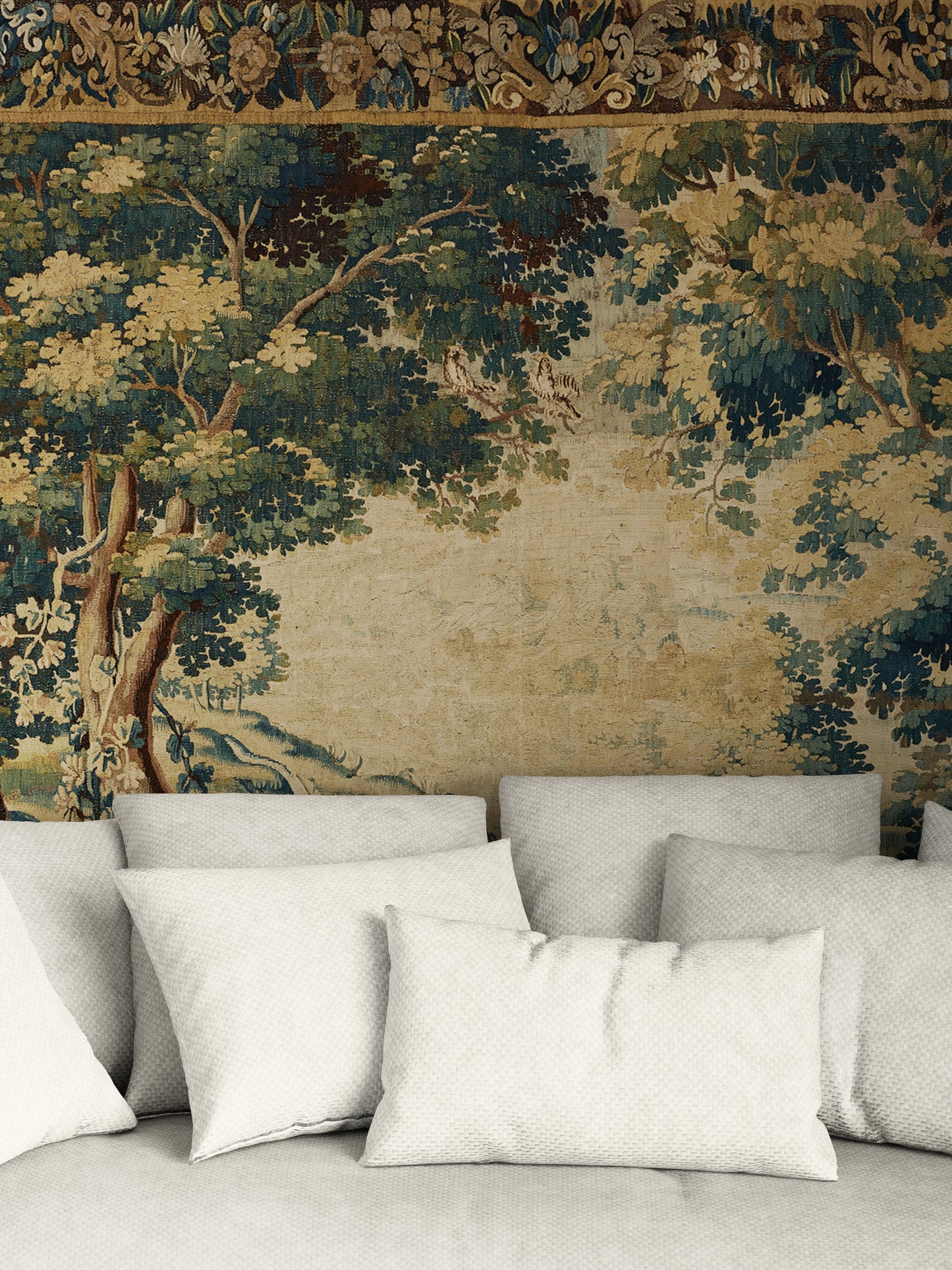 Ancient Forest Verdure Wall Tapestry Reproduction – Museum Quality Neoclassical Statement Décor for Grand Living Rooms RE482540