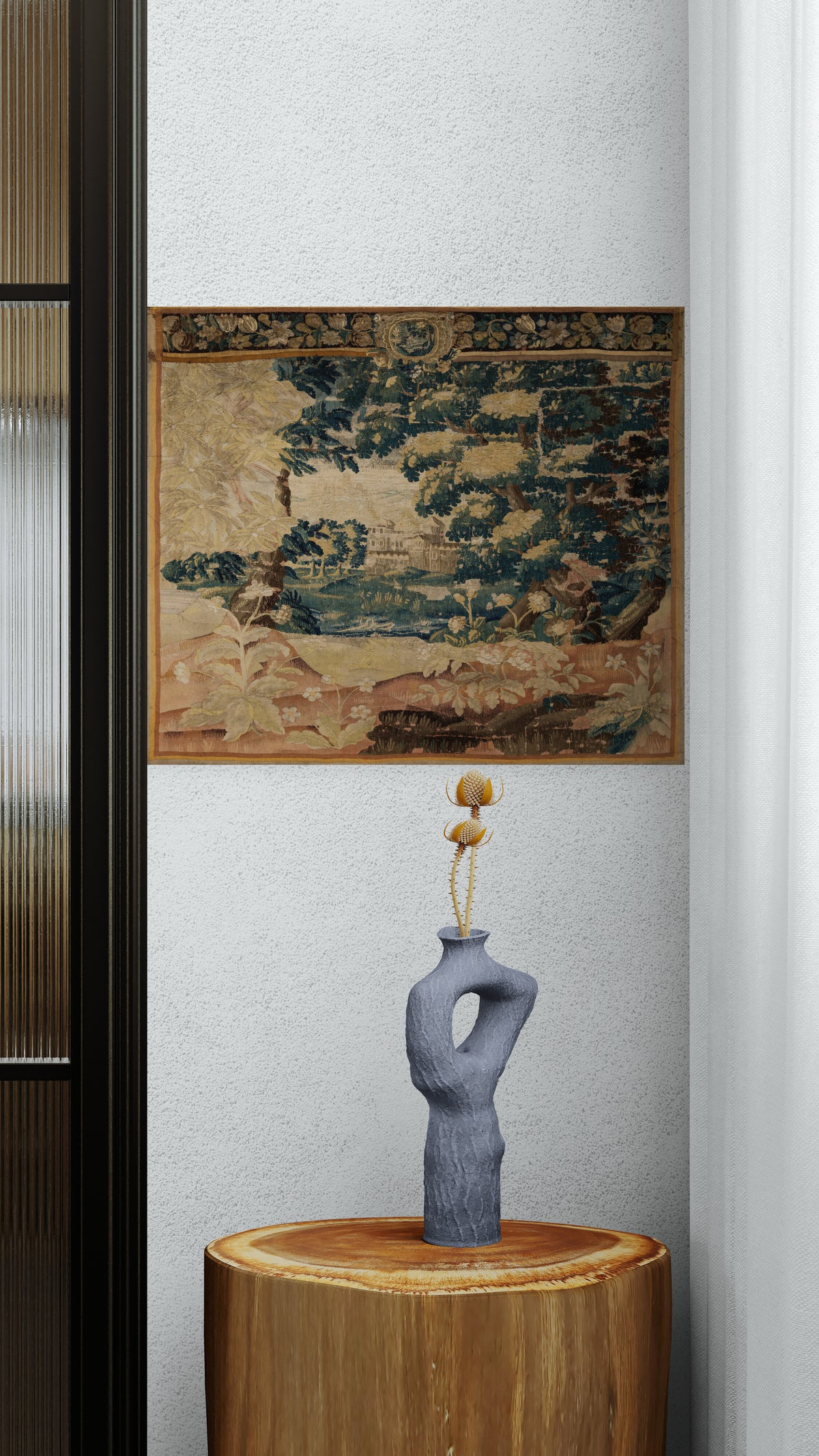 Brilliant Faded Golden Bohemian Vintage Look Verdure Tapestry Reproduction RE712944