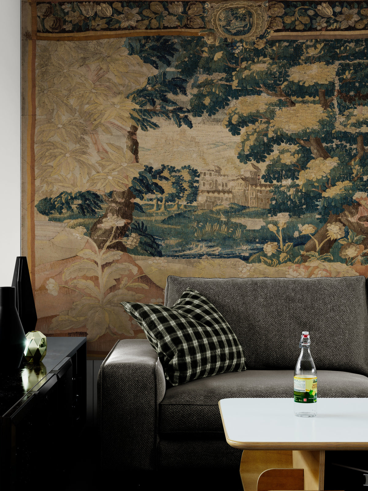 Brilliant Faded Golden Bohemian Vintage Look Verdure Tapestry Reproduction RE712944