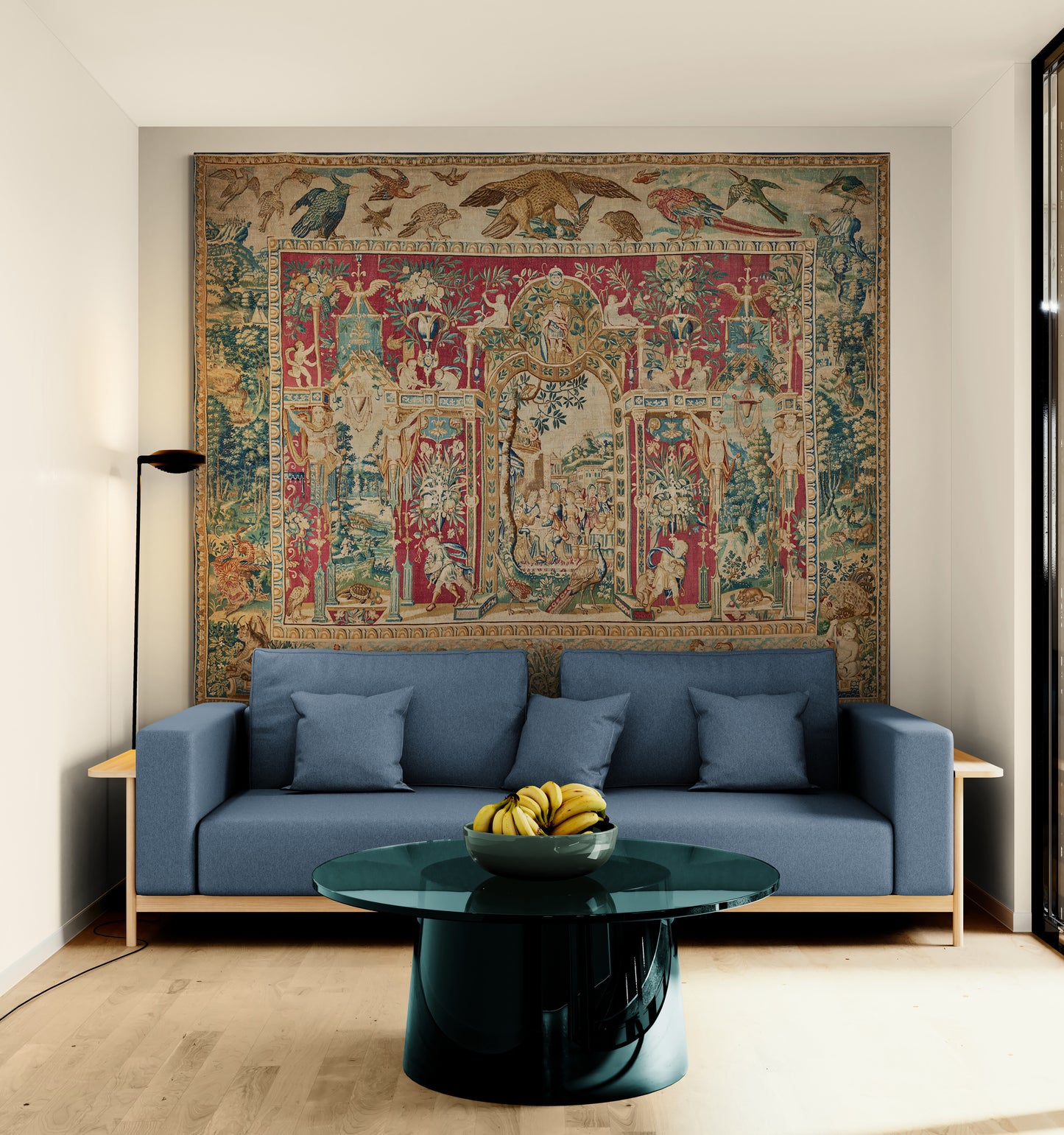 The Theatre of Birds Tapestry Reproduction — A Magnificent Flemish Renaissance Grotesques Masterpiece After Joost van Herzeele RE196681