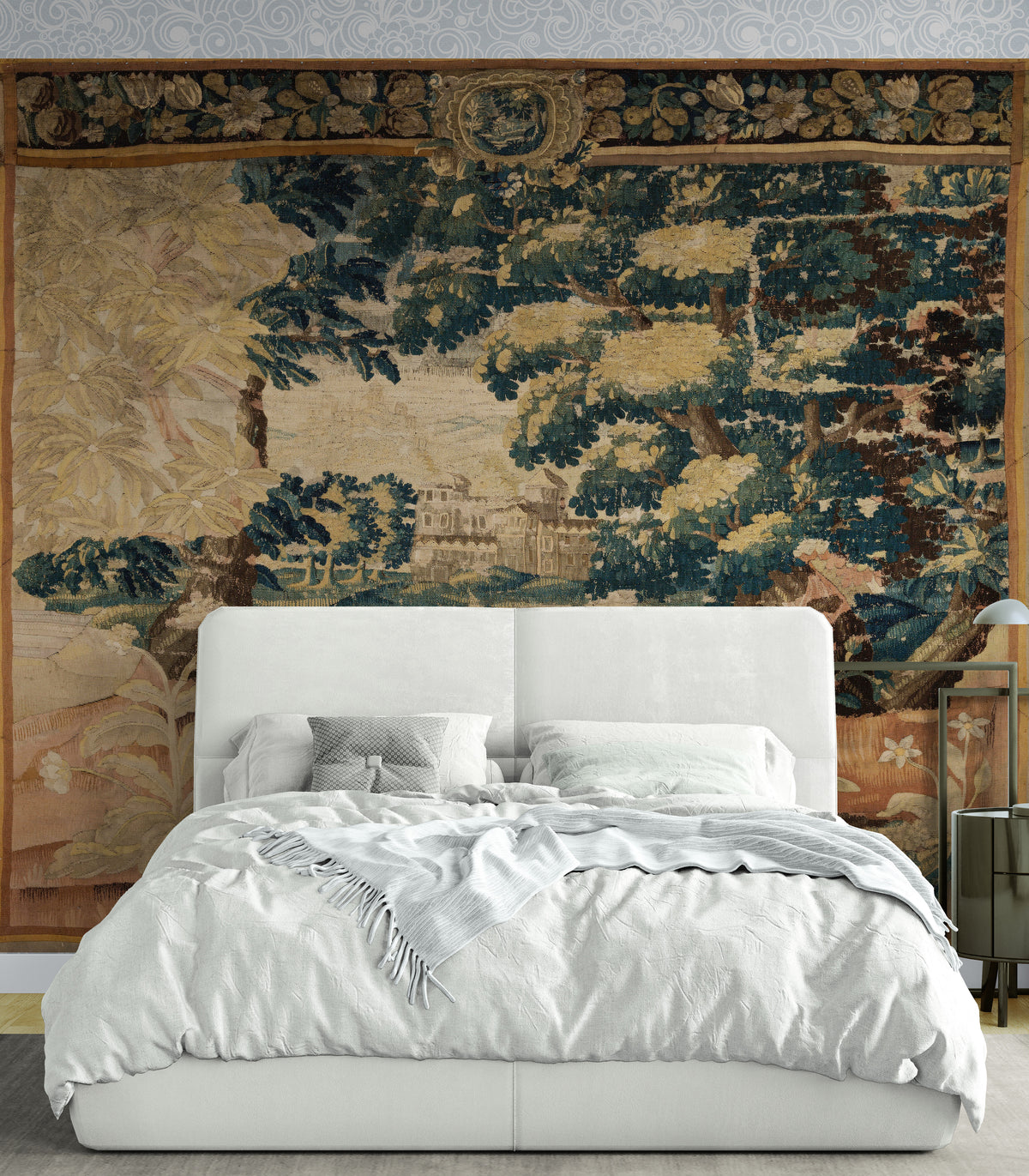 Brilliant Faded Golden Bohemian Vintage Look Verdure Tapestry Reproduction RE712944