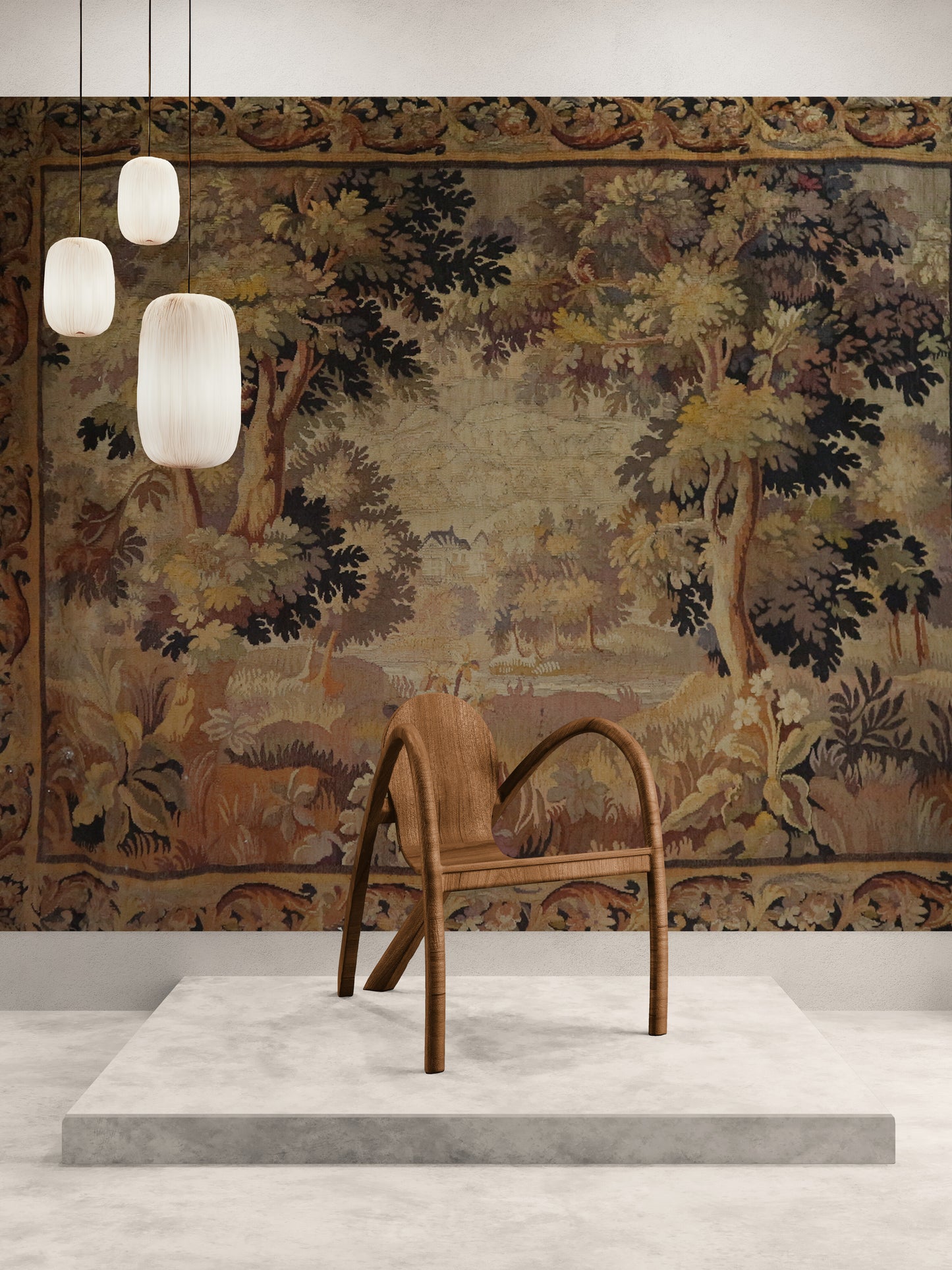 The Woodland Retreat: A 17th Century Flemish Tapestry of Pastoral Tranquility RE966616