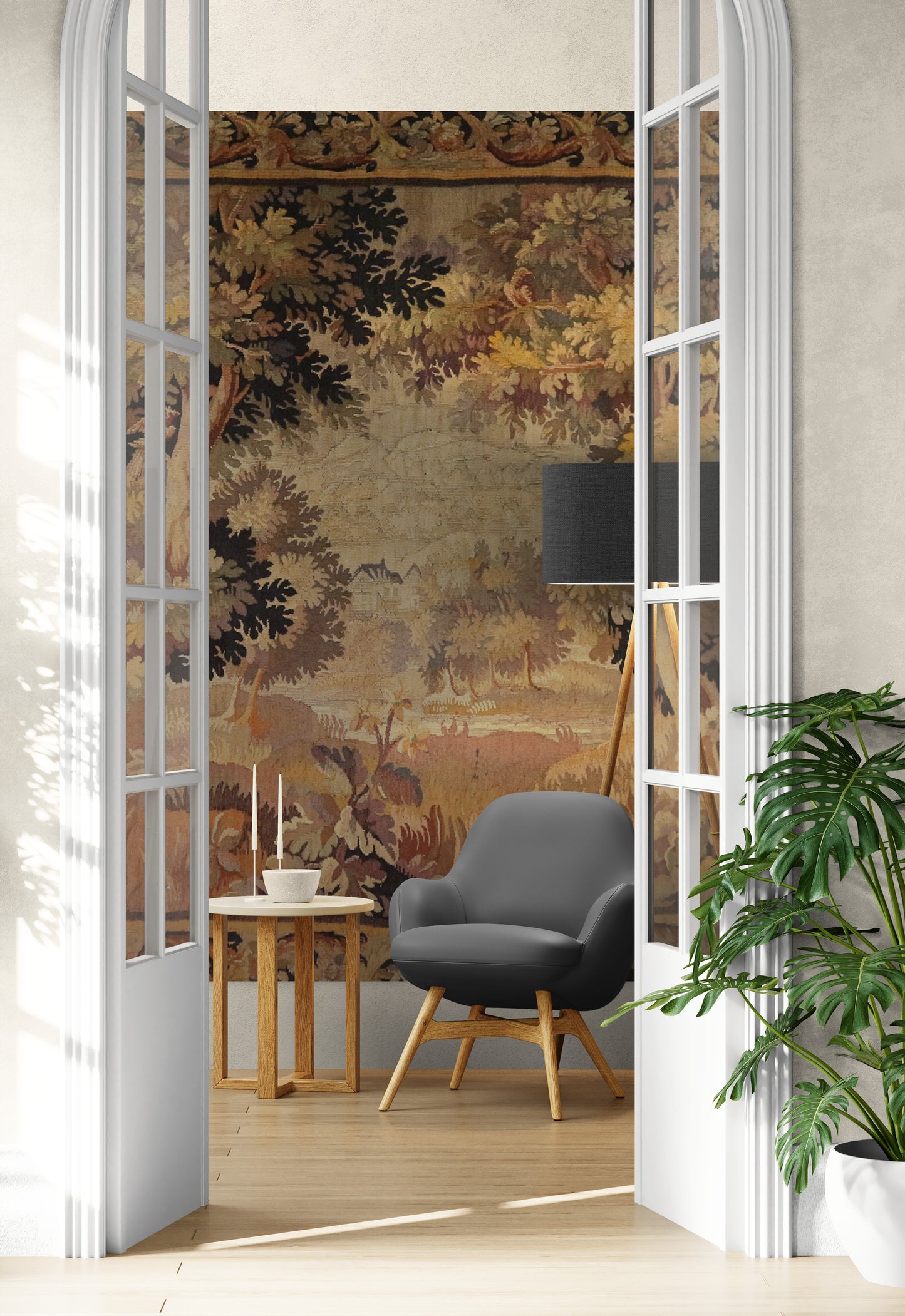 The Woodland Retreat: A 17th Century Flemish Tapestry of Pastoral Tranquility RE966616