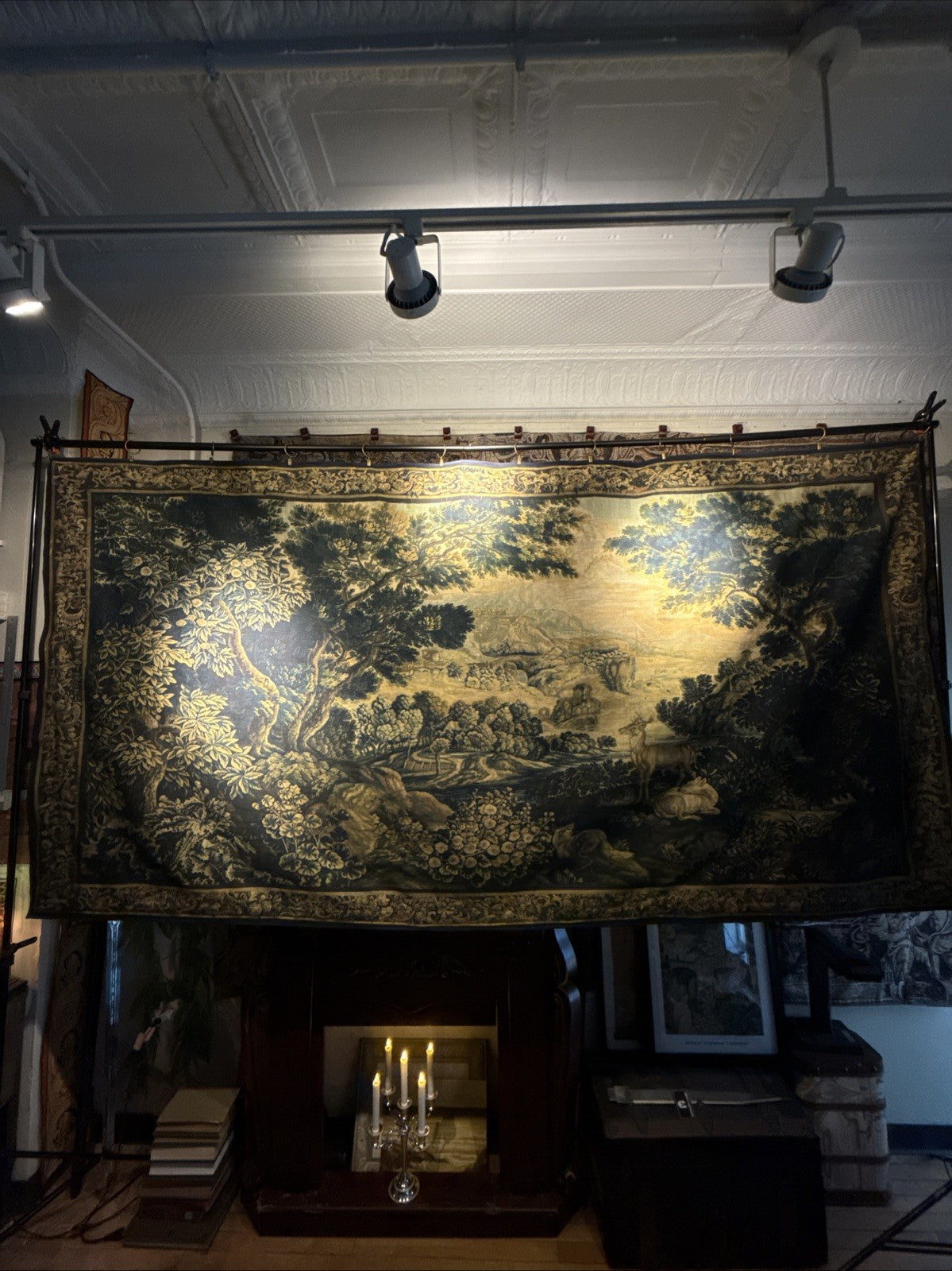 Superb French Verdure Tapestry Reproduction RE559830 The Dusky Greenwood Series