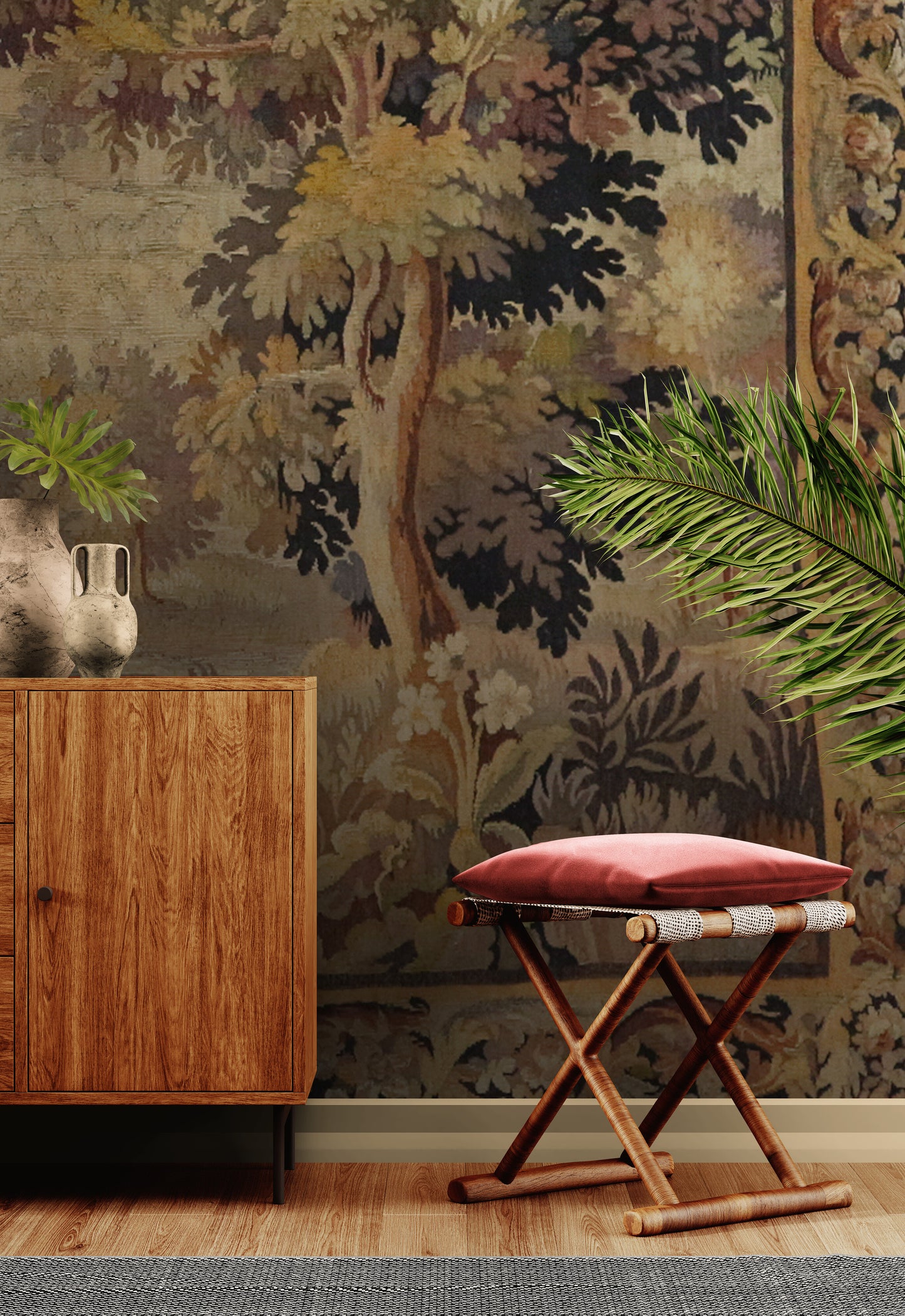 The Woodland Retreat: A 17th Century Flemish Tapestry of Pastoral Tranquility RE966616