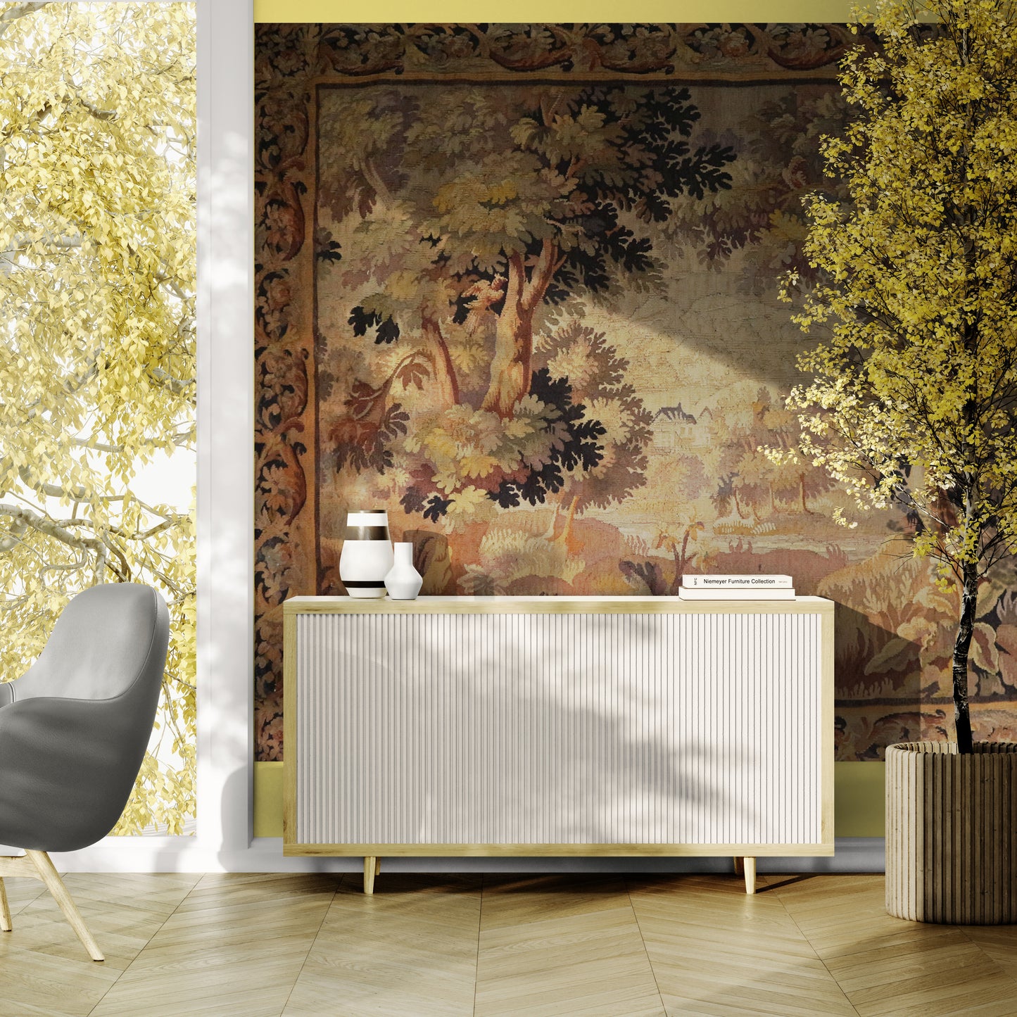 The Woodland Retreat: A 17th Century Flemish Tapestry of Pastoral Tranquility RE966616