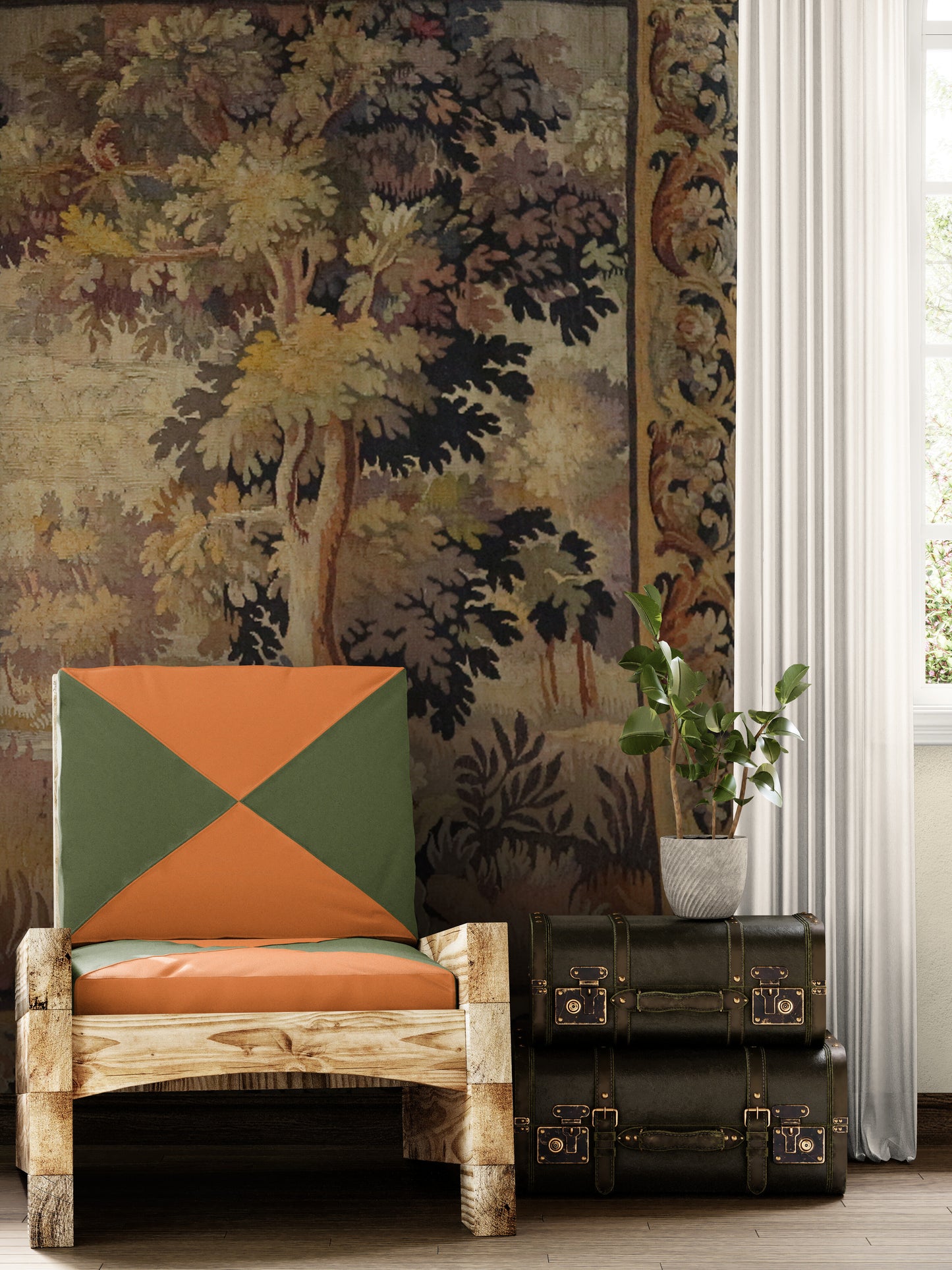 The Woodland Retreat: A 17th Century Flemish Tapestry of Pastoral Tranquility RE966616