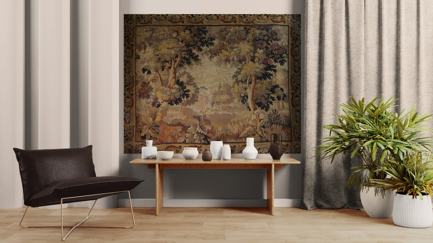 The Woodland Retreat: A 17th Century Flemish Tapestry of Pastoral Tranquility RE966616