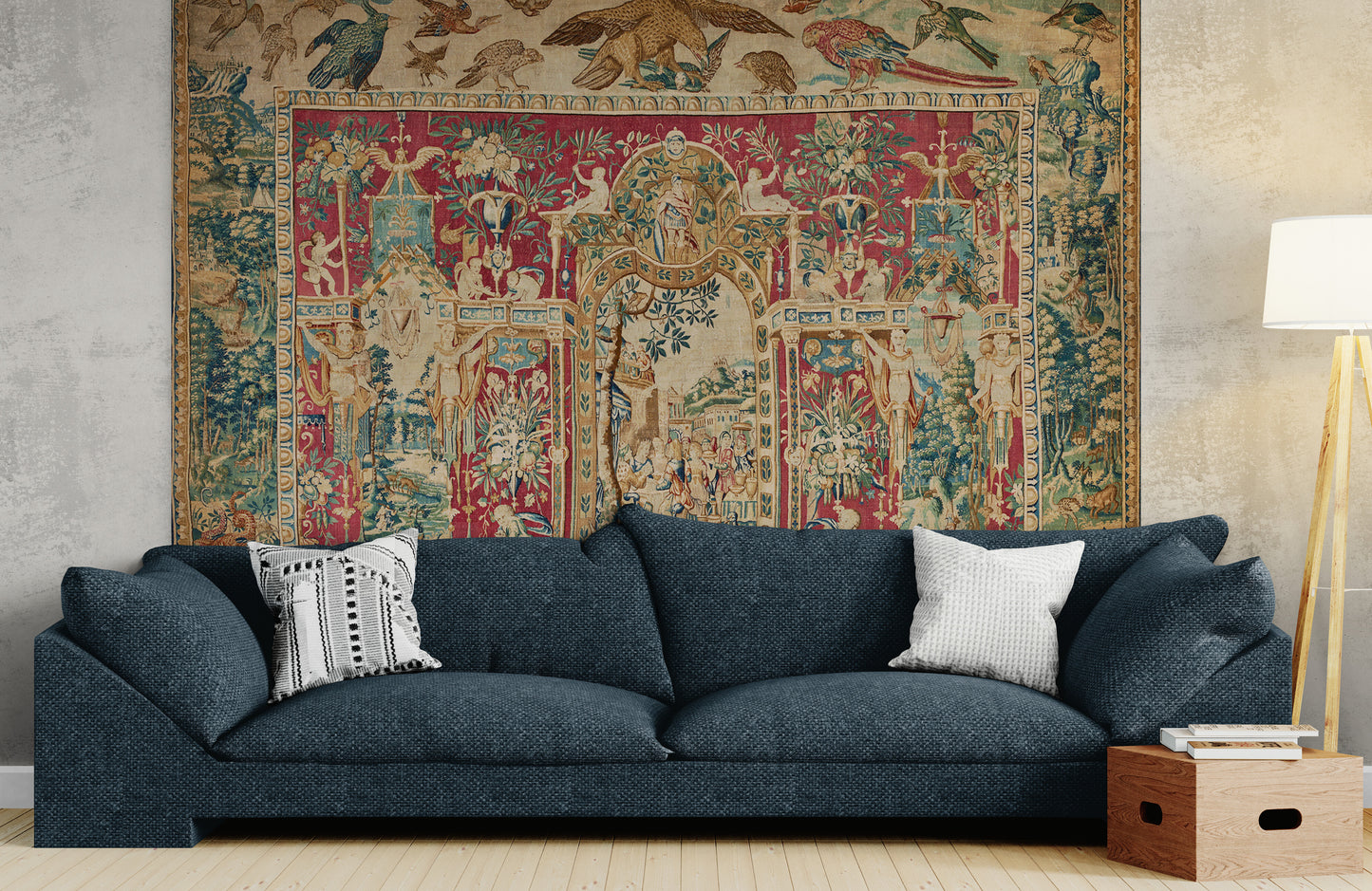 The Theatre of Birds Tapestry Reproduction — A Magnificent Flemish Renaissance Grotesques Masterpiece After Joost van Herzeele RE196681
