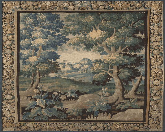 The Verdant Manor Grove Tapestry Reproduction — Historic European Woodland Wall Hanging for English Country House Interiors RE022970