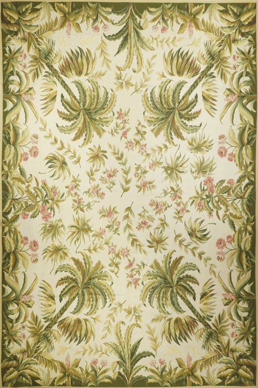 The Palm House Garden Rug — A Romantic Botanical Chenille Area Rug for English Country and Tropical Interiors REVR587746