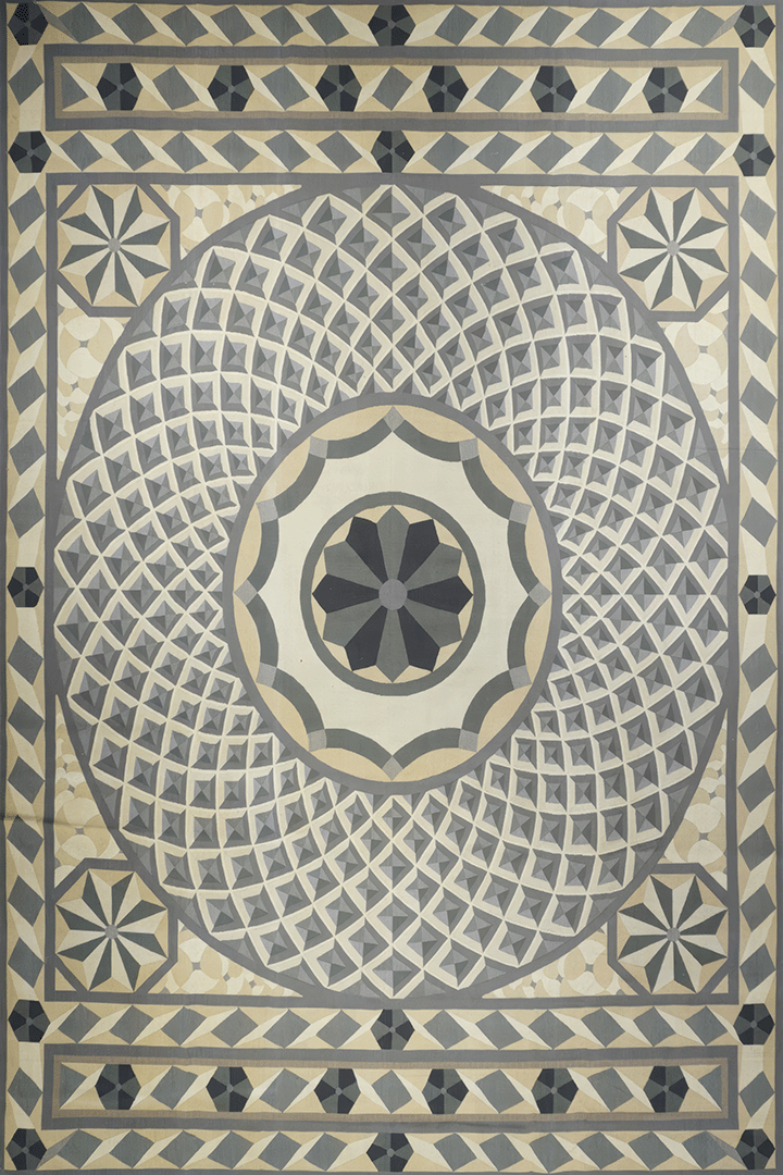The Marble Rosette Chenille Area Rug — Neoclassical Geometric Floor Design Inspired by European Stone Mosaics REVR070626