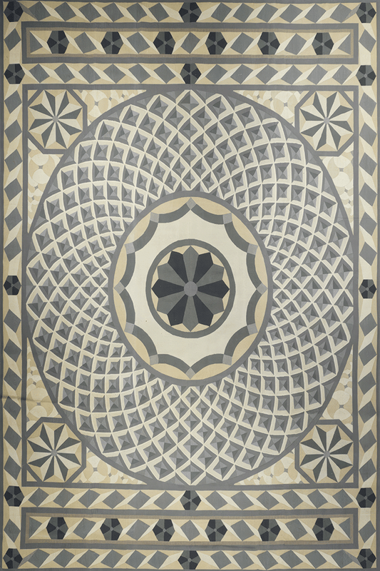 The Marble Rosette Chenille Area Rug — Neoclassical Geometric Floor Design Inspired by European Stone Mosaics REVR070626