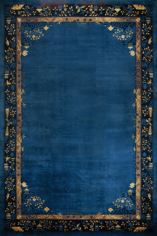 The Midnight Peking Rug — A Rather Magnificent Blue Chinoiserie Chenille Rug for Rooms With Proper Ambition REVR251351