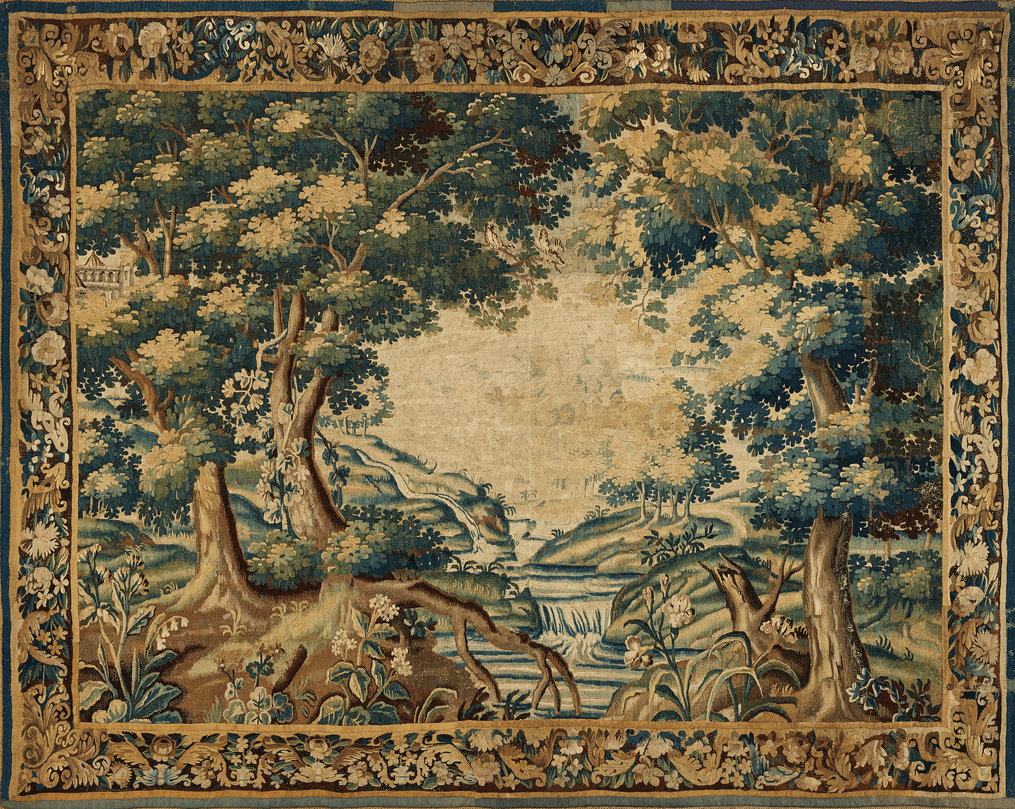 Ancient Forest Verdure Wall Tapestry Reproduction – Museum Quality Neoclassical Statement Décor for Grand Living Rooms RE482540