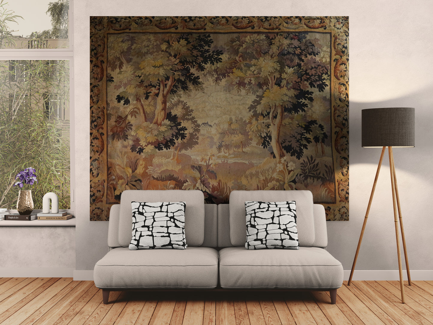 The Woodland Retreat: A 17th Century Flemish Tapestry of Pastoral Tranquility RE966616