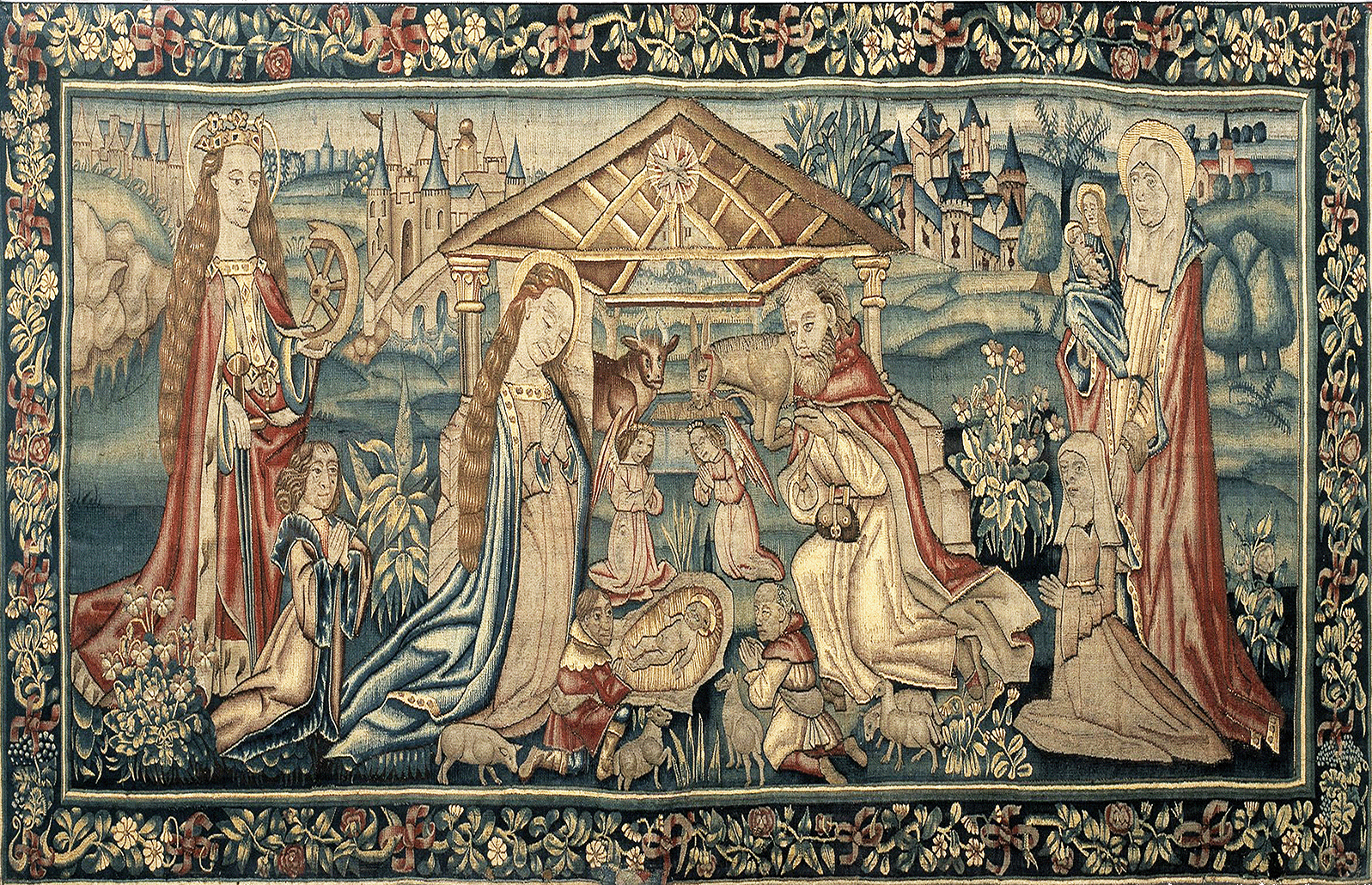 Brilliant Authentic Medieval Tapestry Nativity Scene Reproduction RE91 brilliant-authentic-medieval-tapestry-nativity-scene-reproduction-re91