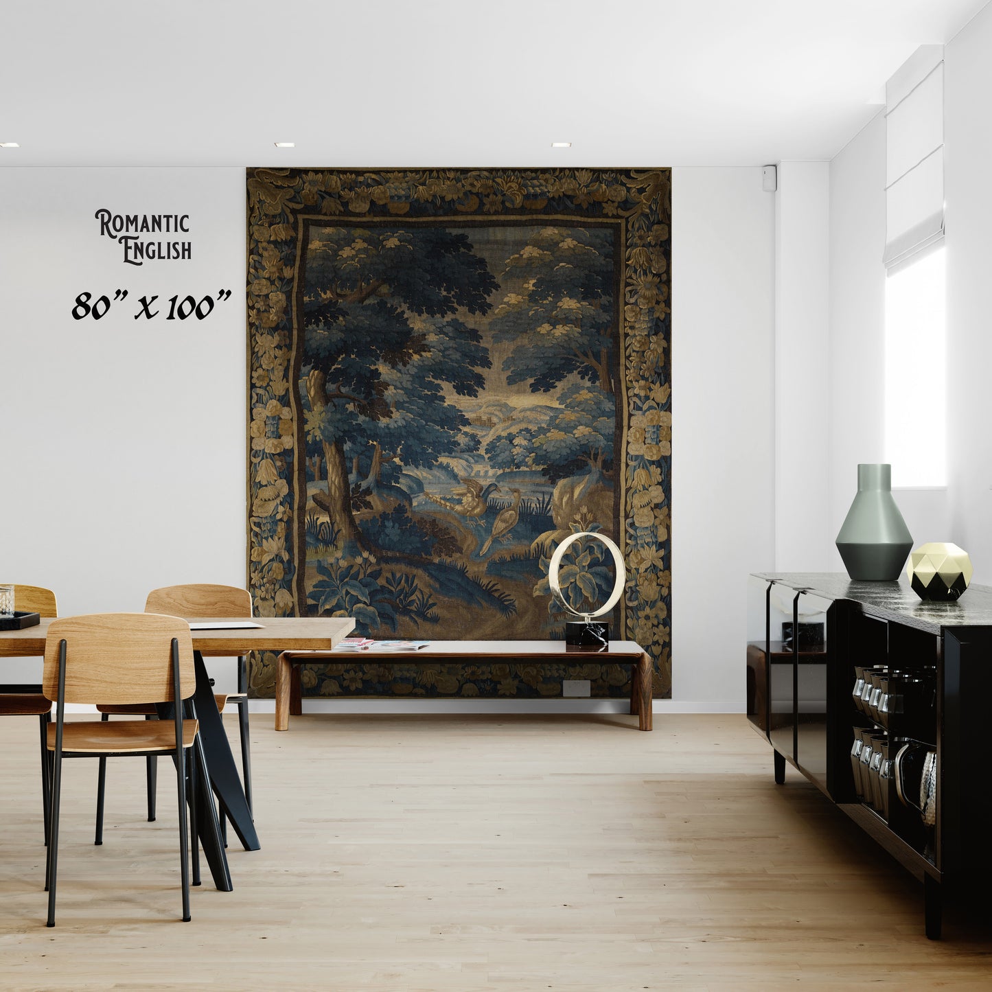 Transform Your Space with a Late 17th-Century Flemish Oudenaarde Verdure Tapestry Reproduction – A Classic Forest Scene RE236940
