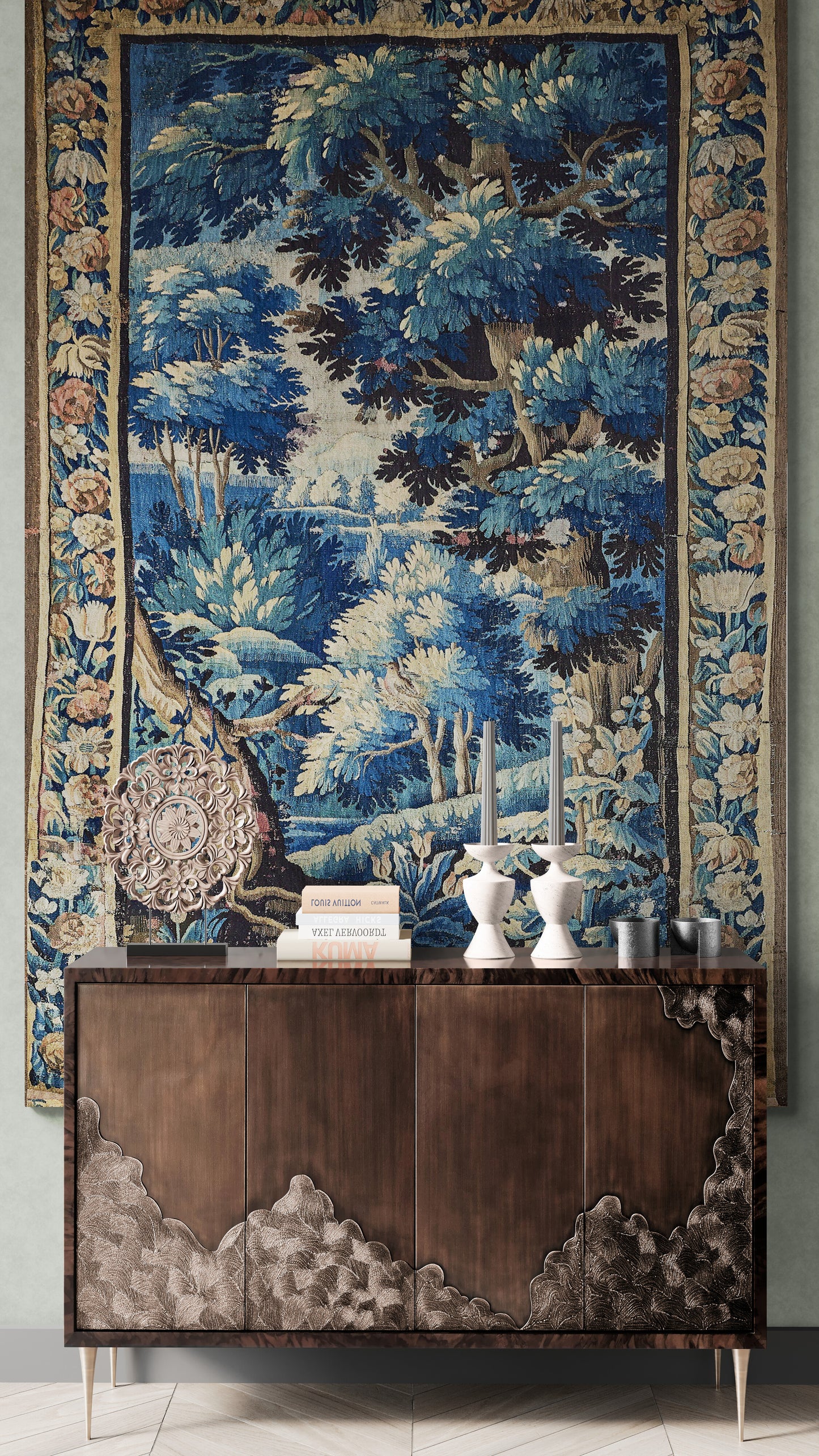 Beautiful Ultra Authentic Signature Impressive Verdure Tapestry Reproduction RE622305