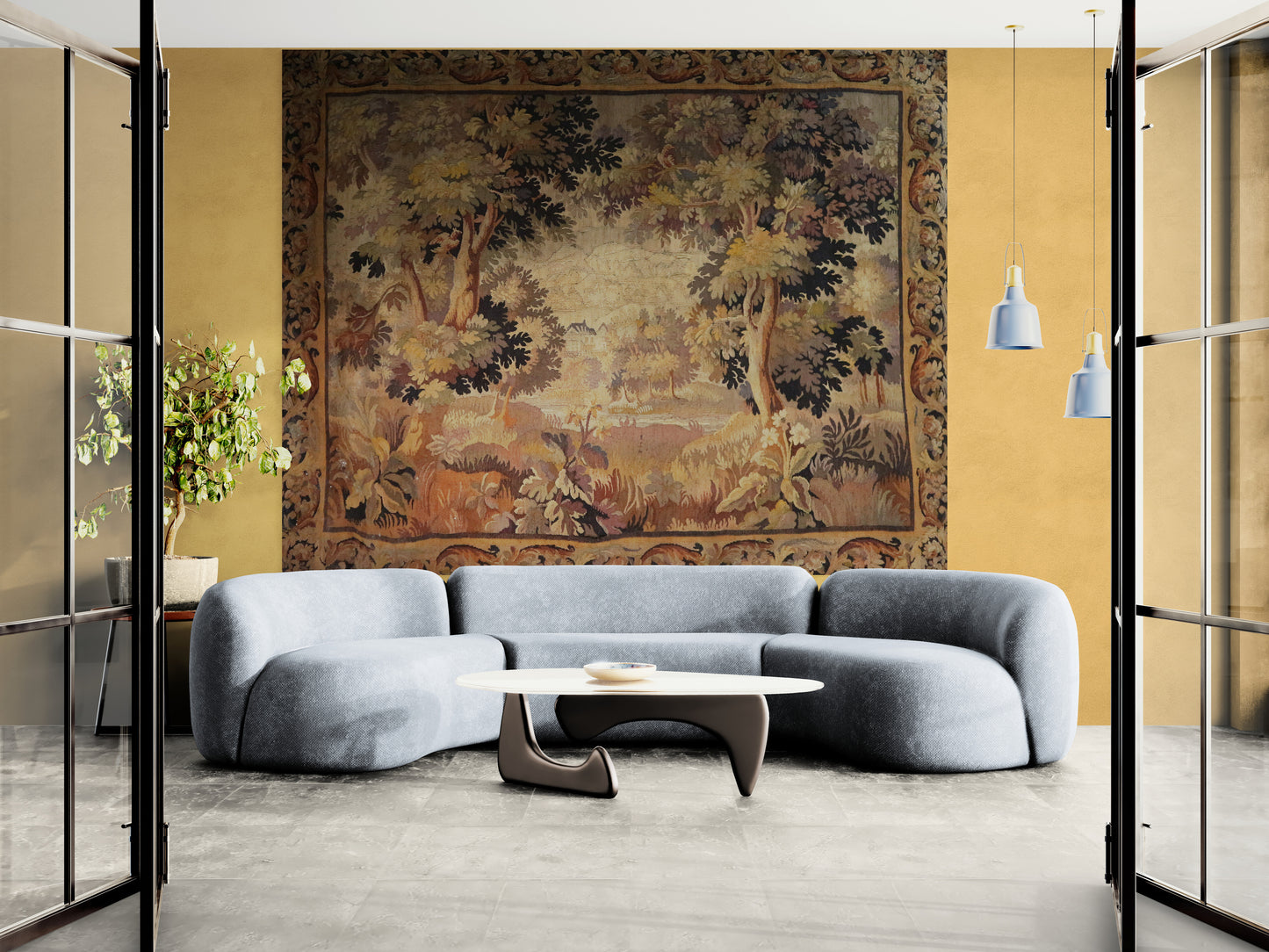 The Woodland Retreat: A 17th Century Flemish Tapestry of Pastoral Tranquility RE966616