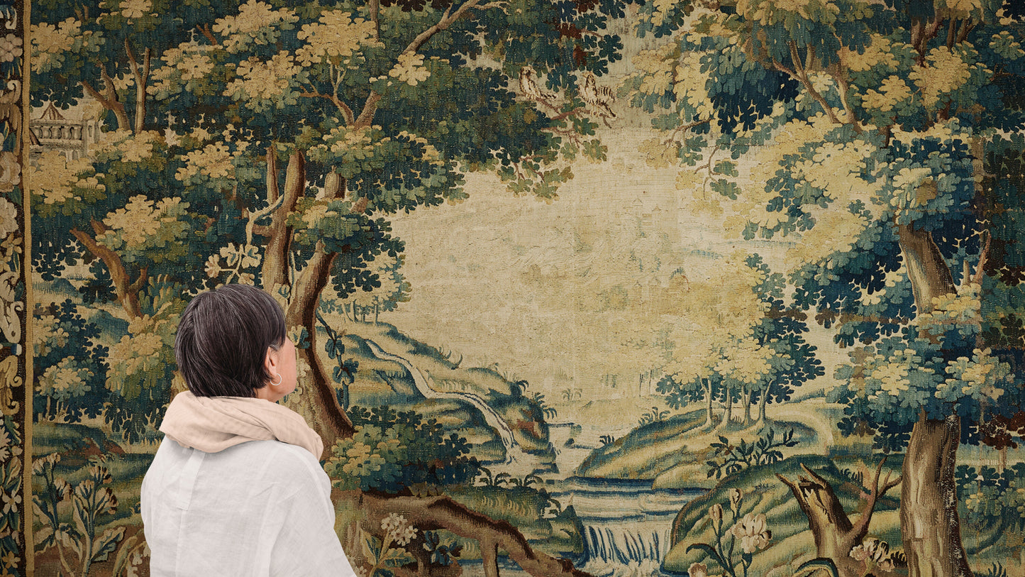 Ancient Forest Verdure Wall Tapestry Reproduction – Museum Quality Neoclassical Statement Décor for Grand Living Rooms RE482540